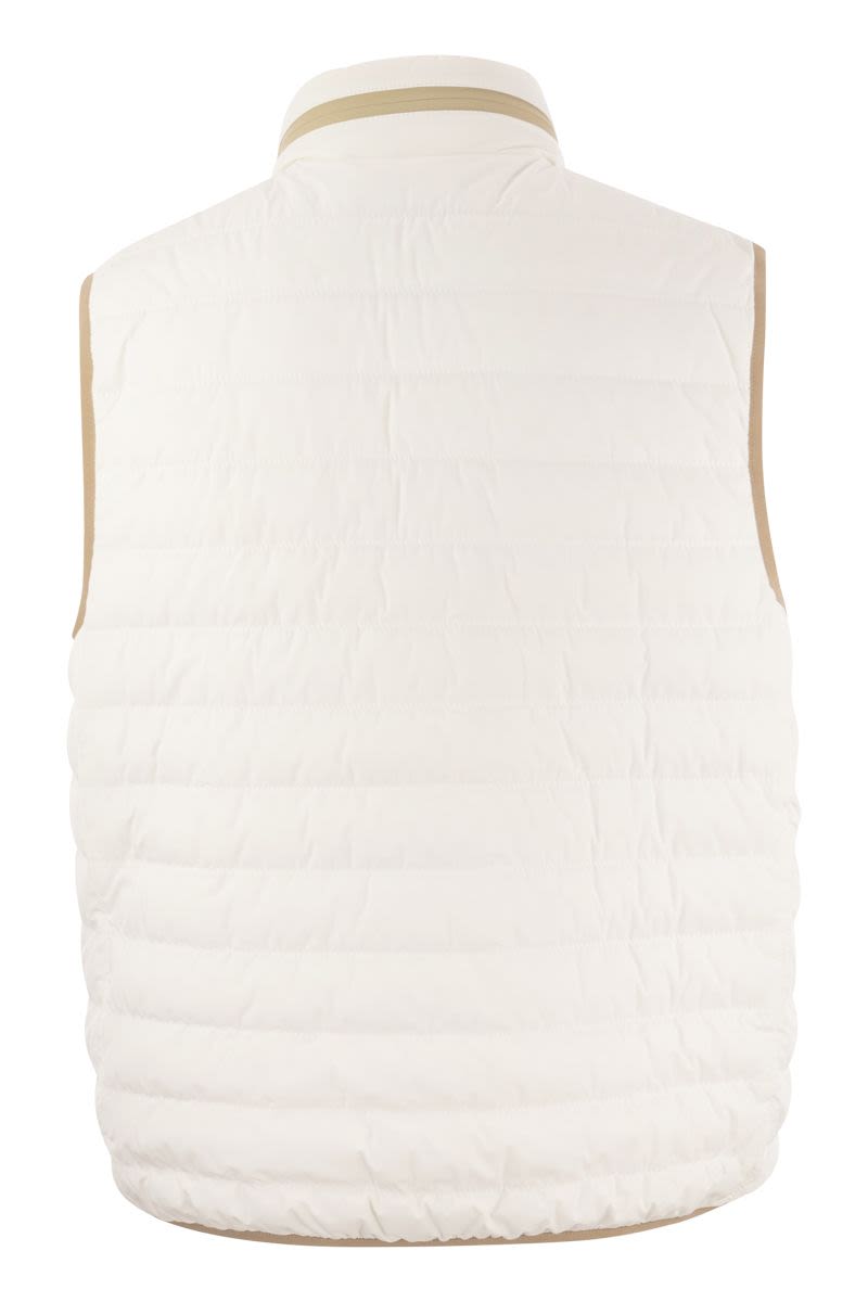Shop Brunello Cucinelli Sleeveless Down Jacket In Membranated Nylon For Men In White