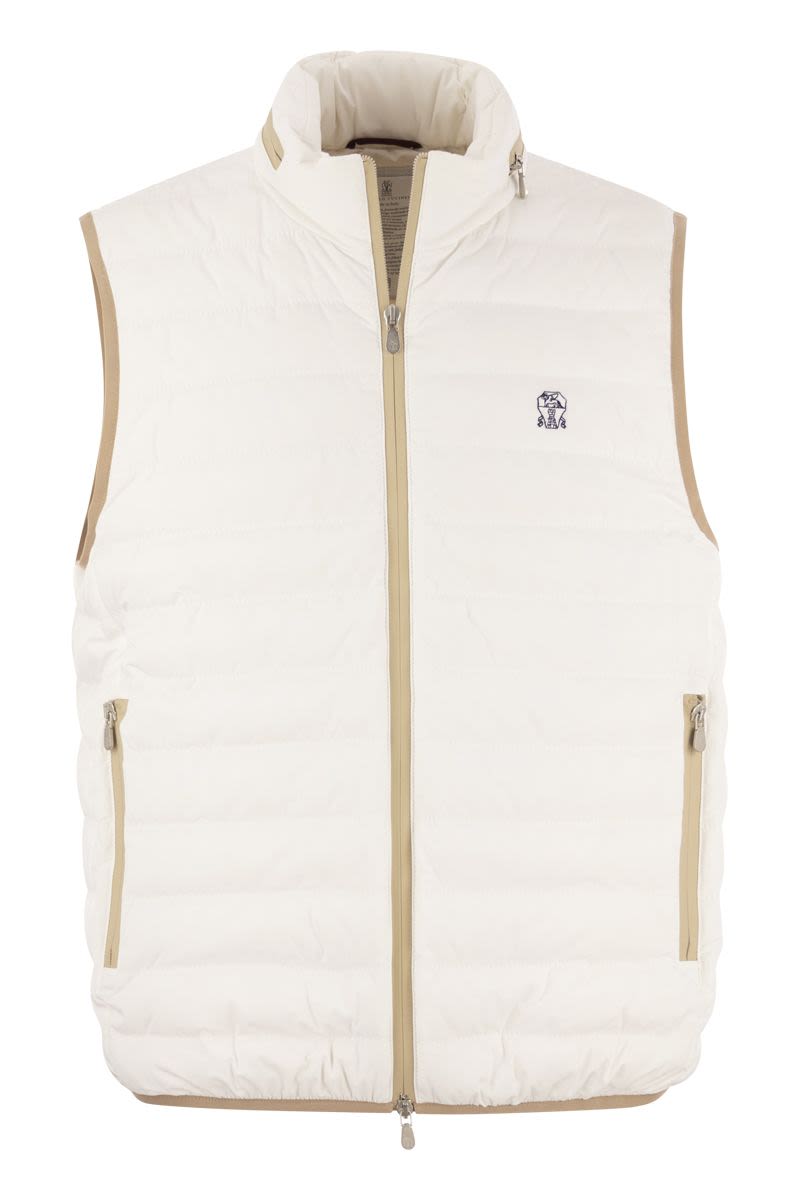 Shop Brunello Cucinelli Sleeveless Down Jacket In Membranated Nylon For Men In White