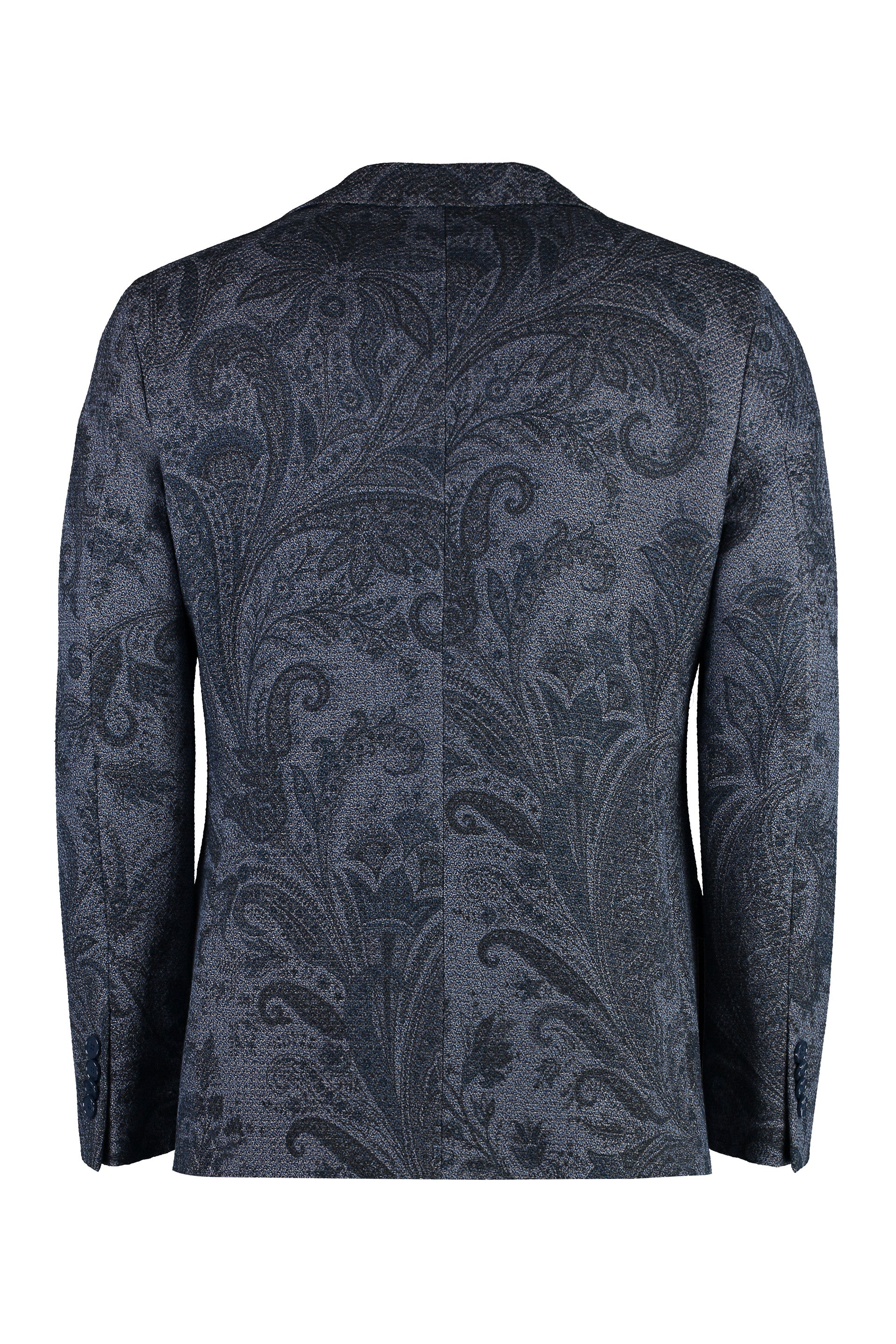 Shop Etro Classic Single-breasted Jacket With Paisley Motif In Blue