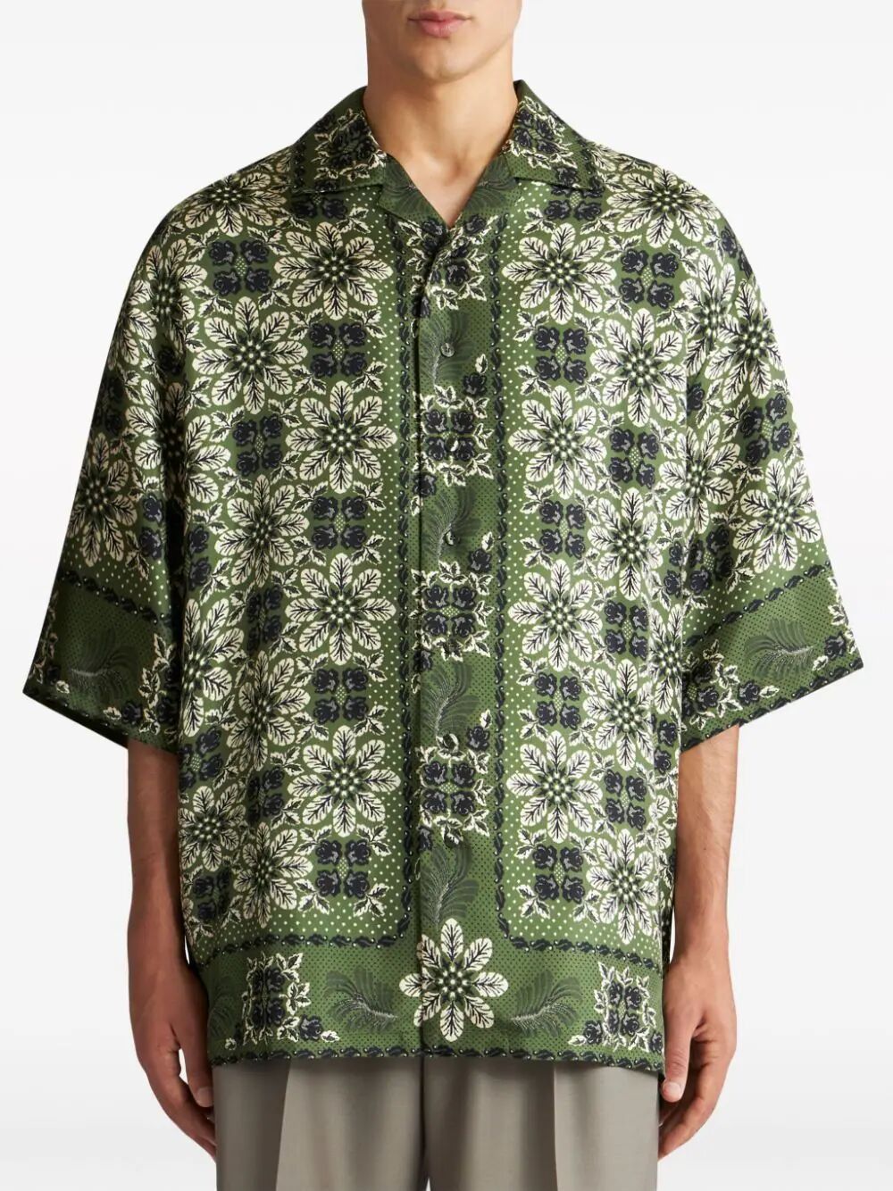 Shop Etro Luxurious Green Silk Shirt For Men