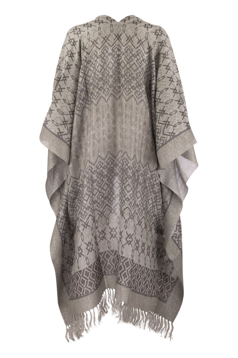 Shop Brunello Cucinelli Ethnic Print Linen Poncho In Tan