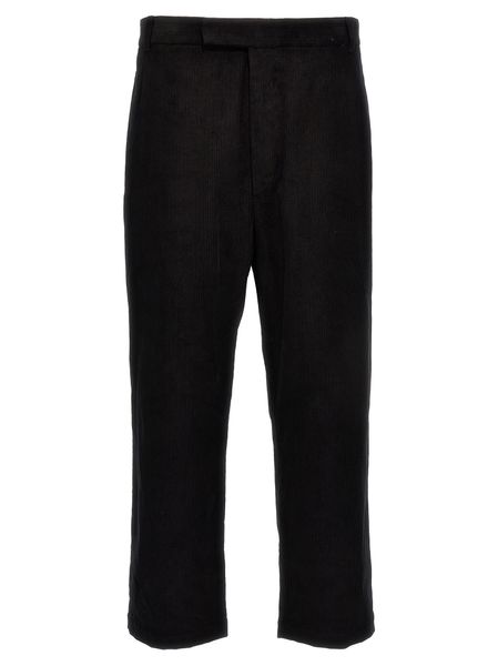 Thom Browne Men's Cotton Corduroy Trousers In Classic Grey For Fw23 In Black