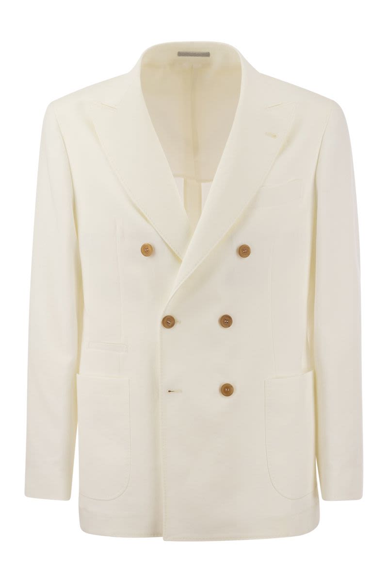 Shop Brunello Cucinelli Men's Twisted Linen Deconstructed Jacket With Patch Pockets In White