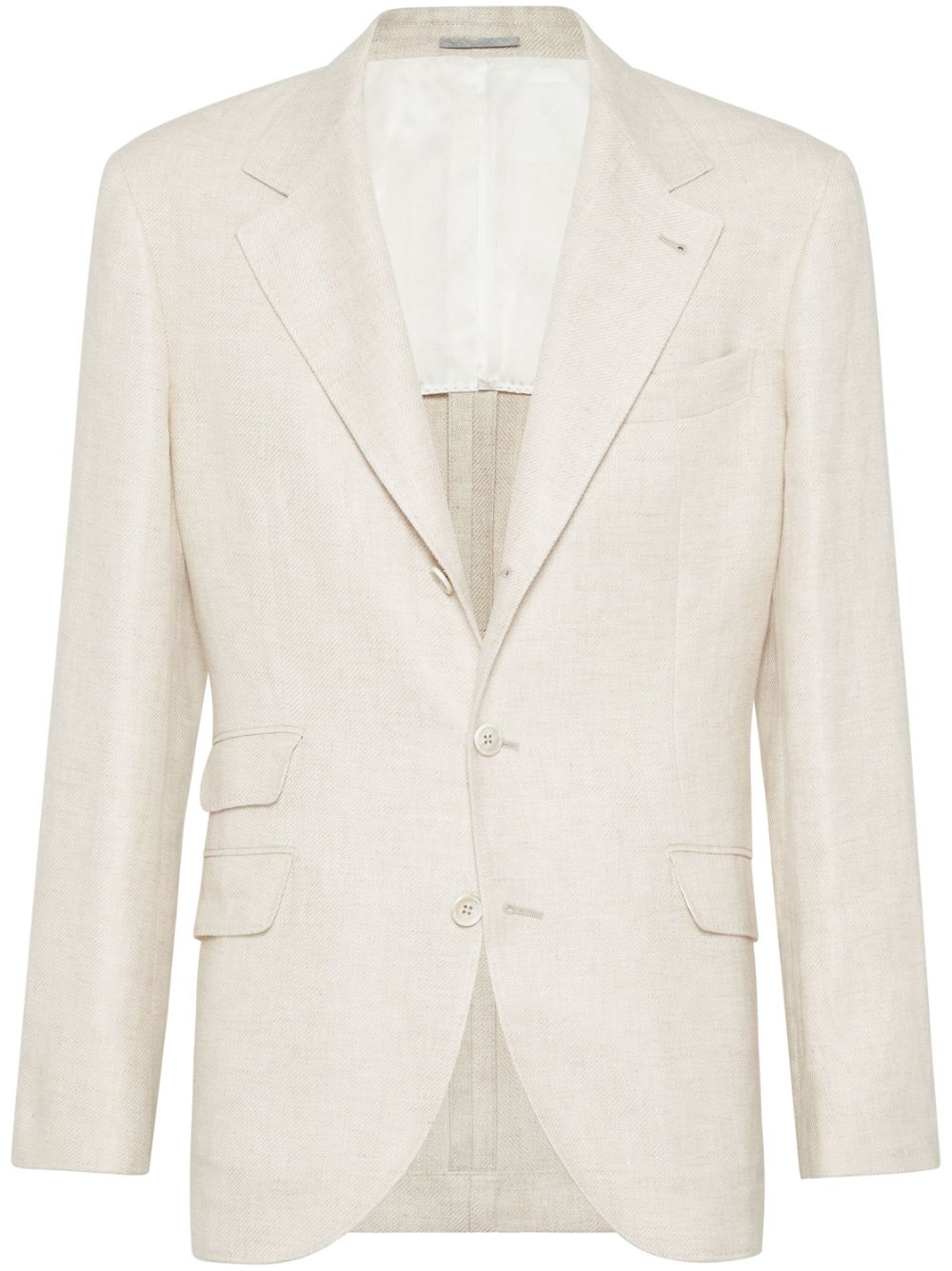 Shop Brunello Cucinelli Beige Cotton And Linen Blend Single-breasted Jacket For Men In Tan