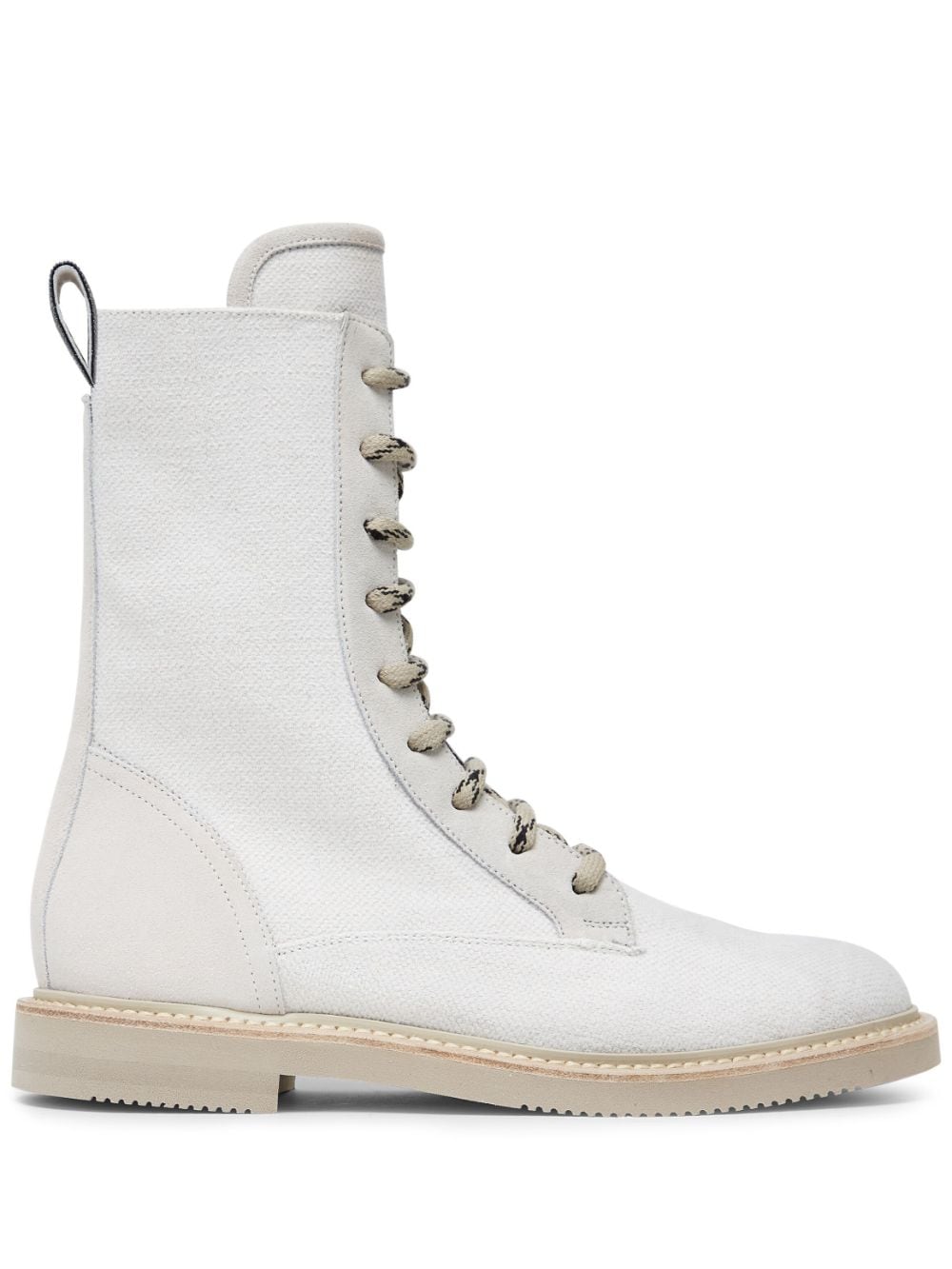 Brunello Cucinelli White Canvas Boots With Shiny Details For Women