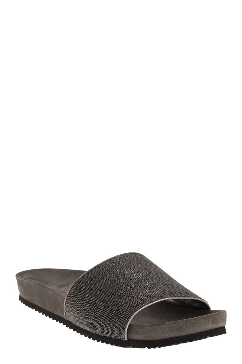 Shop Brunello Cucinelli Precious Lignite Slide Sandals For Women In Brown
