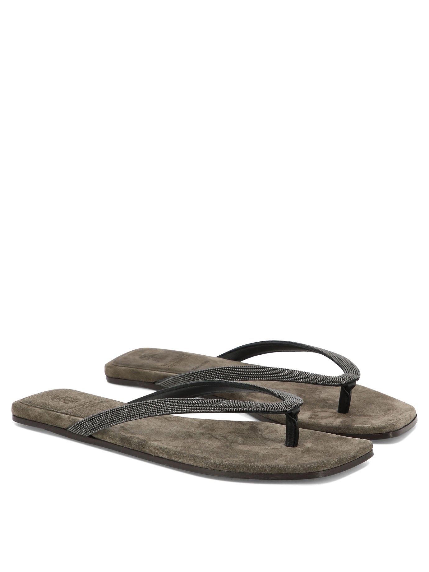 Shop Brunello Cucinelli Black Suede Sandals For Women