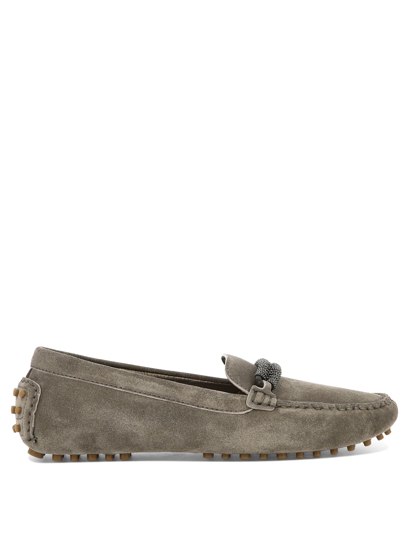 Brunello Cucinelli Stylish Suede Moccasins For Women In Brown