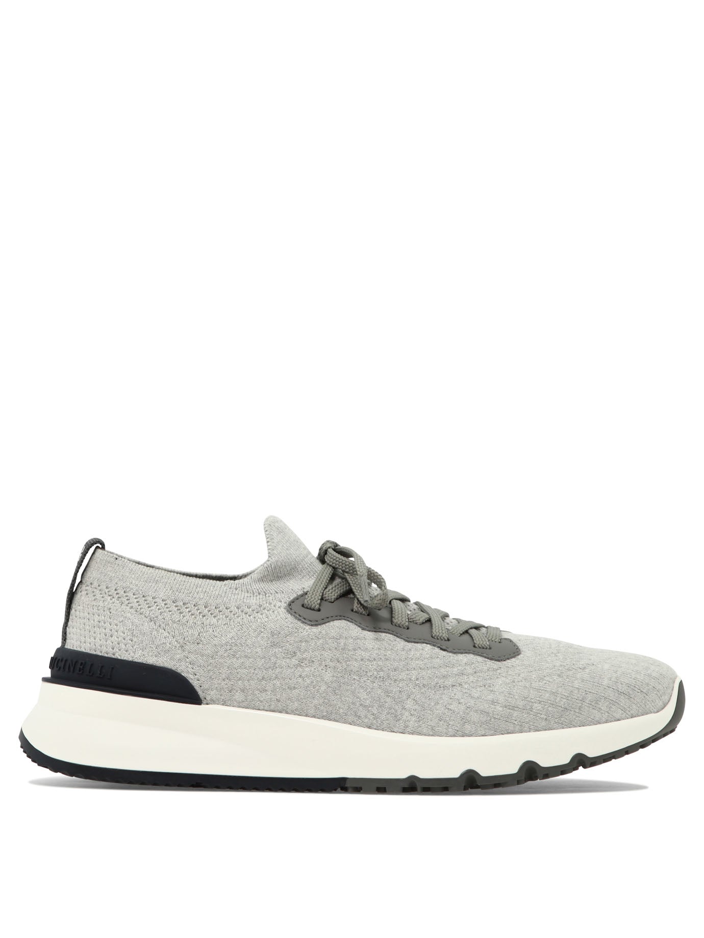 Brunello Cucinelli Grey Cotton Runner Sneakers For Men In Gray
