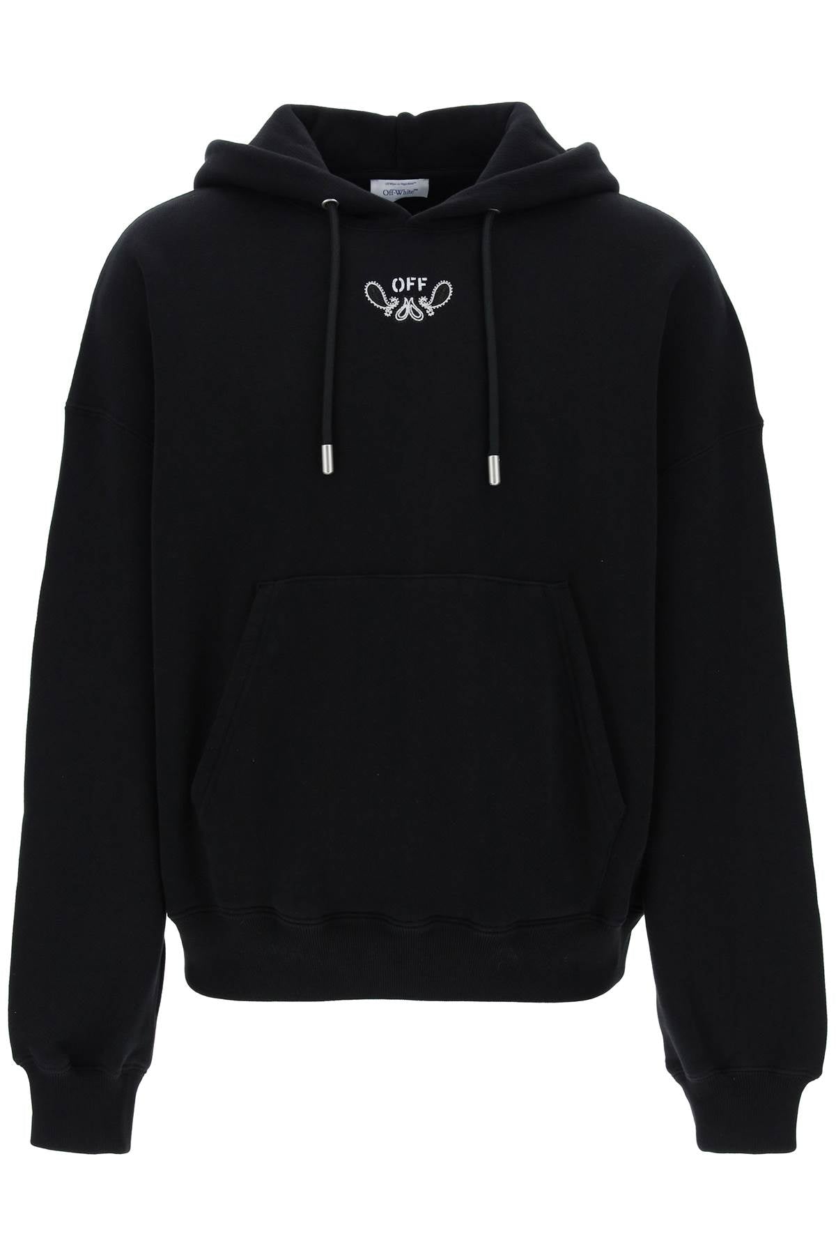 Shop Off-white Men's Oversized Hooded Sweatshirt With Paisley Embroidery In Black