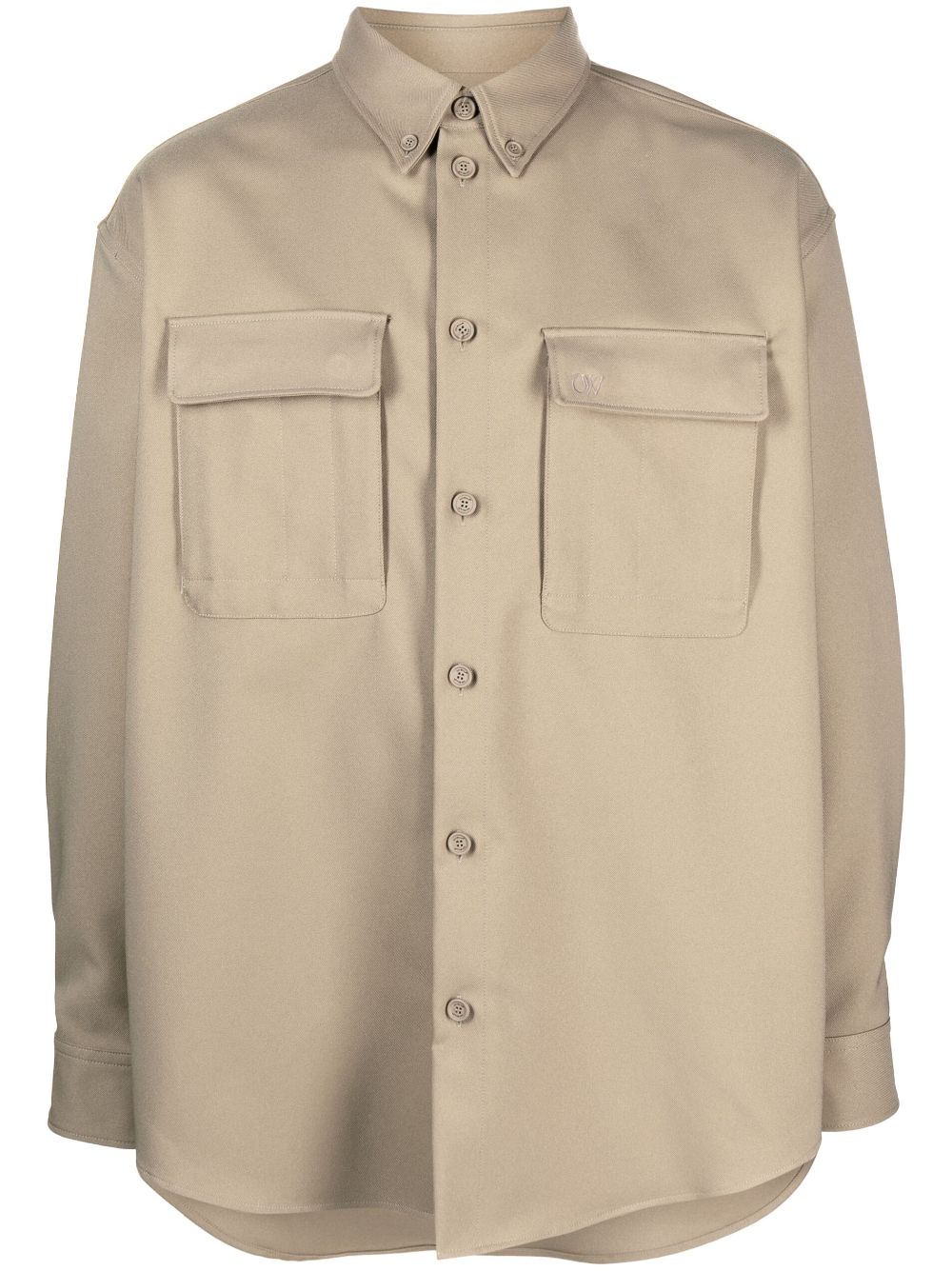 Shop Off-white Beige Technical Fabric Overshirt For Men In Tan