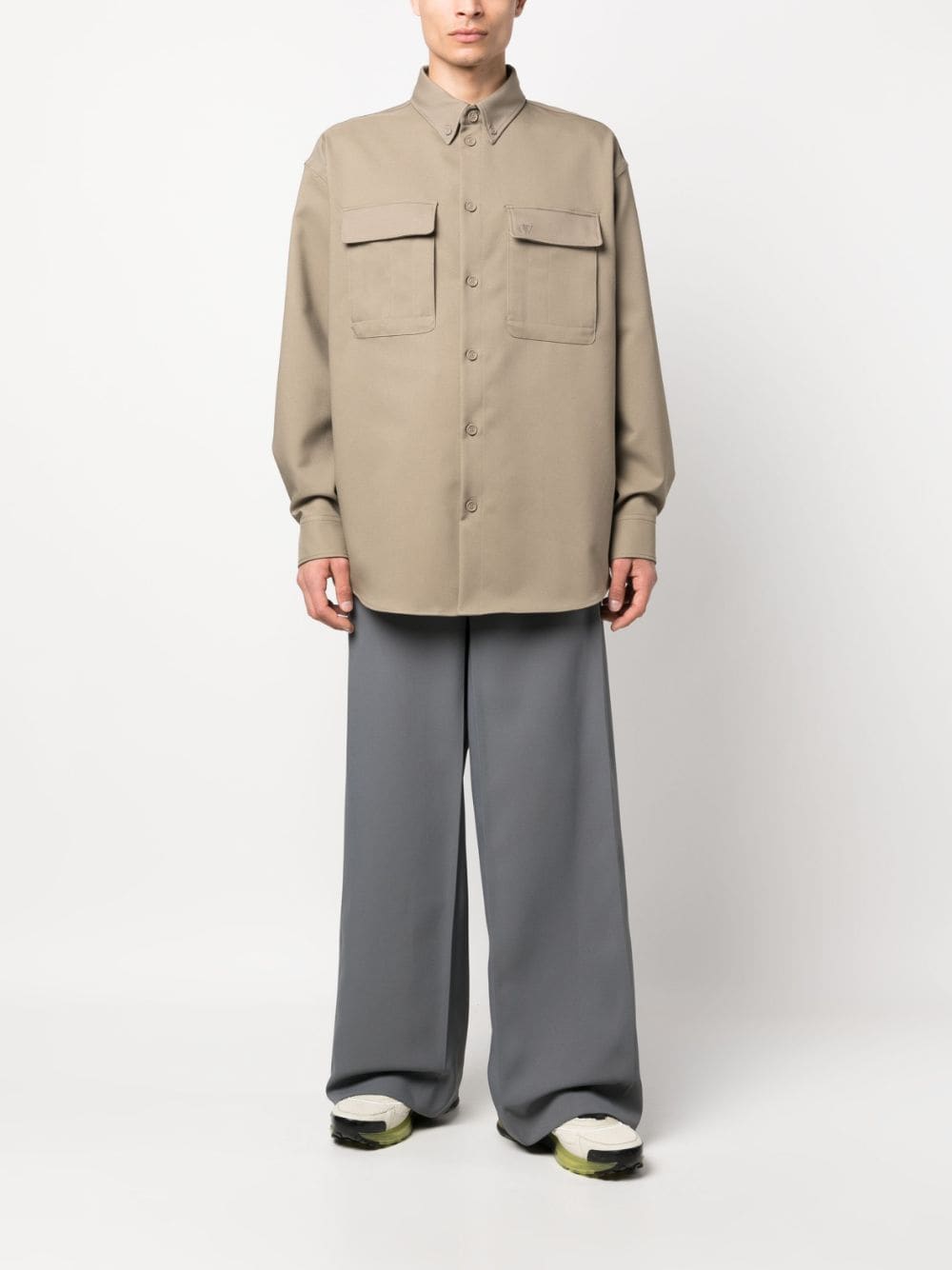 Shop Off-white Beige Technical Fabric Overshirt For Men In Tan