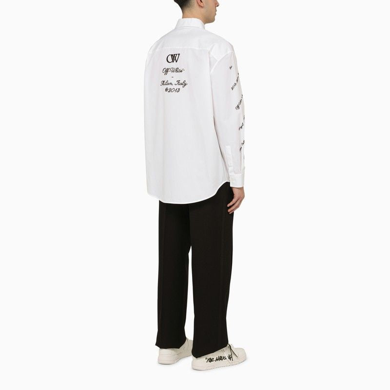 Shop Off-white Embroidered Cotton Overshirt For Men In White
