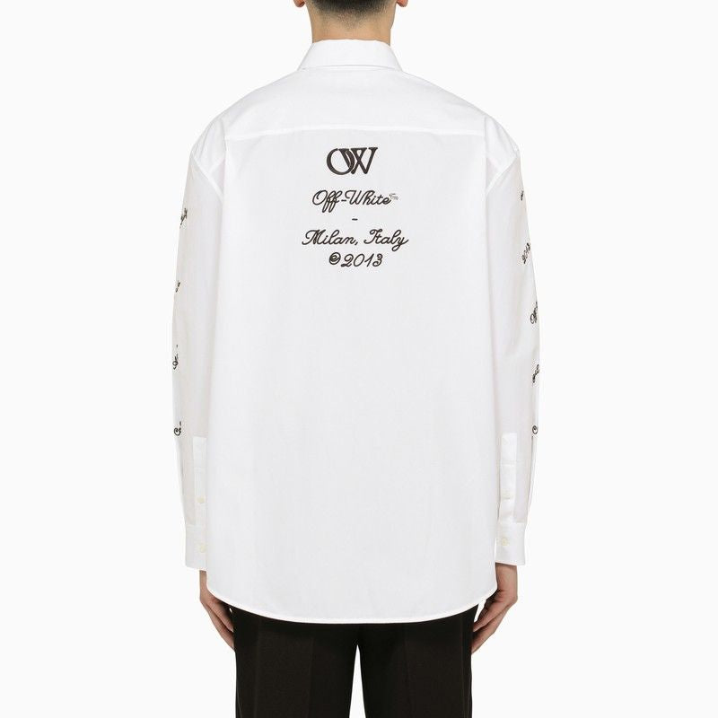 Shop Off-white Embroidered Cotton Overshirt For Men In White