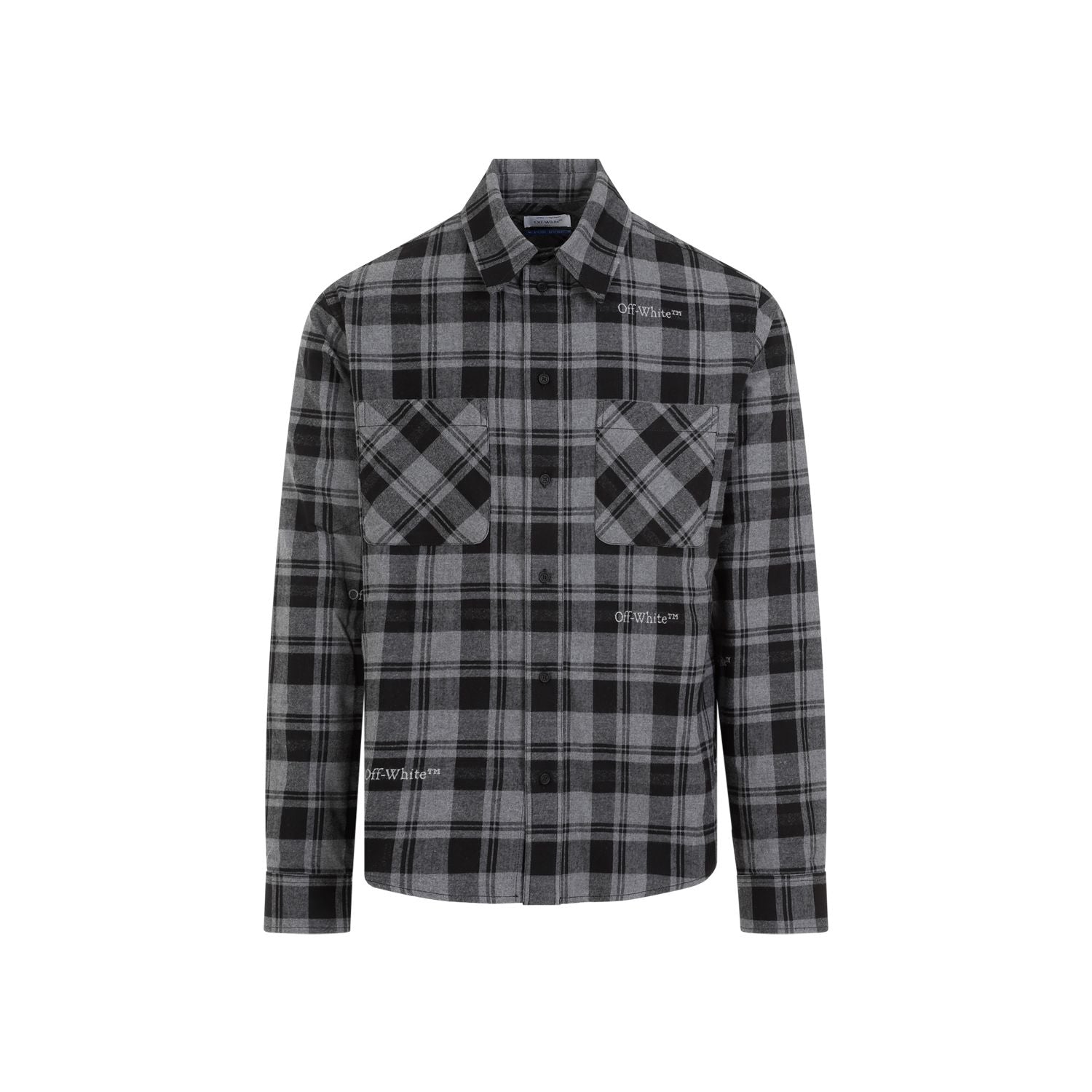 Shop Off-white Designer Gray Flannel Shirt For Men | Ss24 Collection In Grey