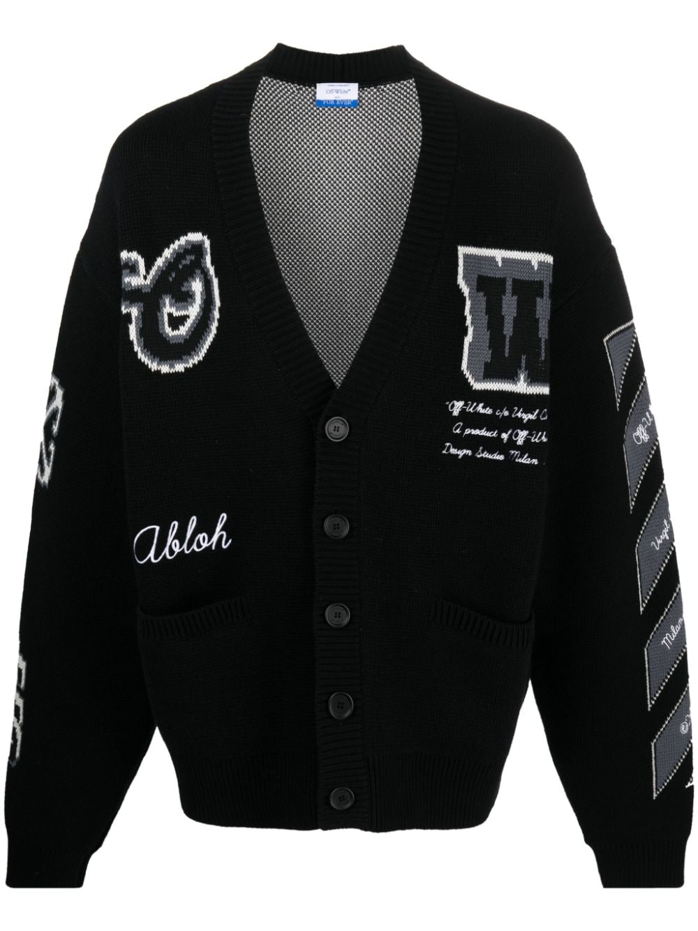 Shop Off-white Men's Black Knit Varsity Cardigan For Ss24