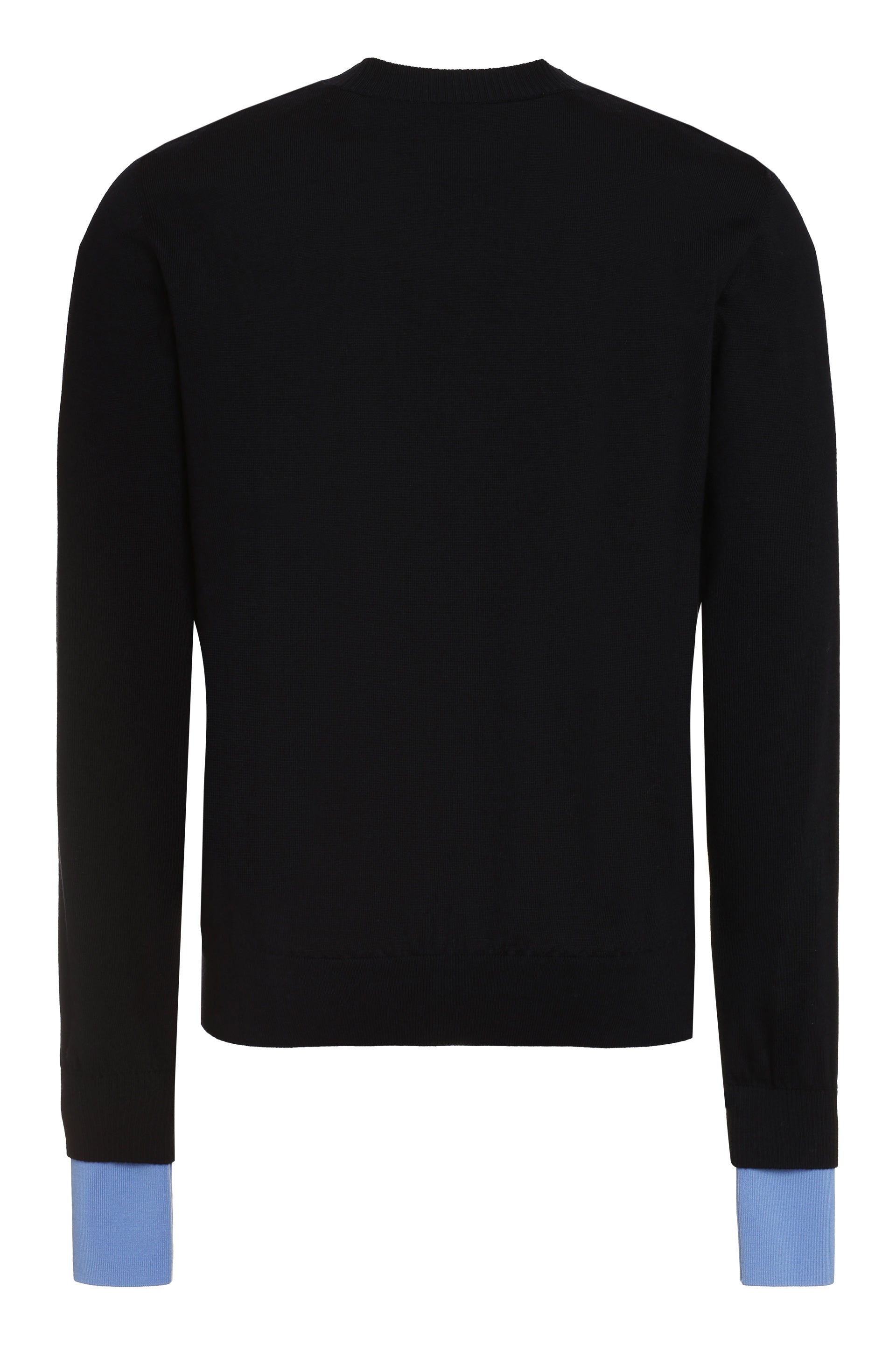 Shop Off-white Men's Black Knit Pullover With Thumbhole Cuff And Ribbed Knit Edges