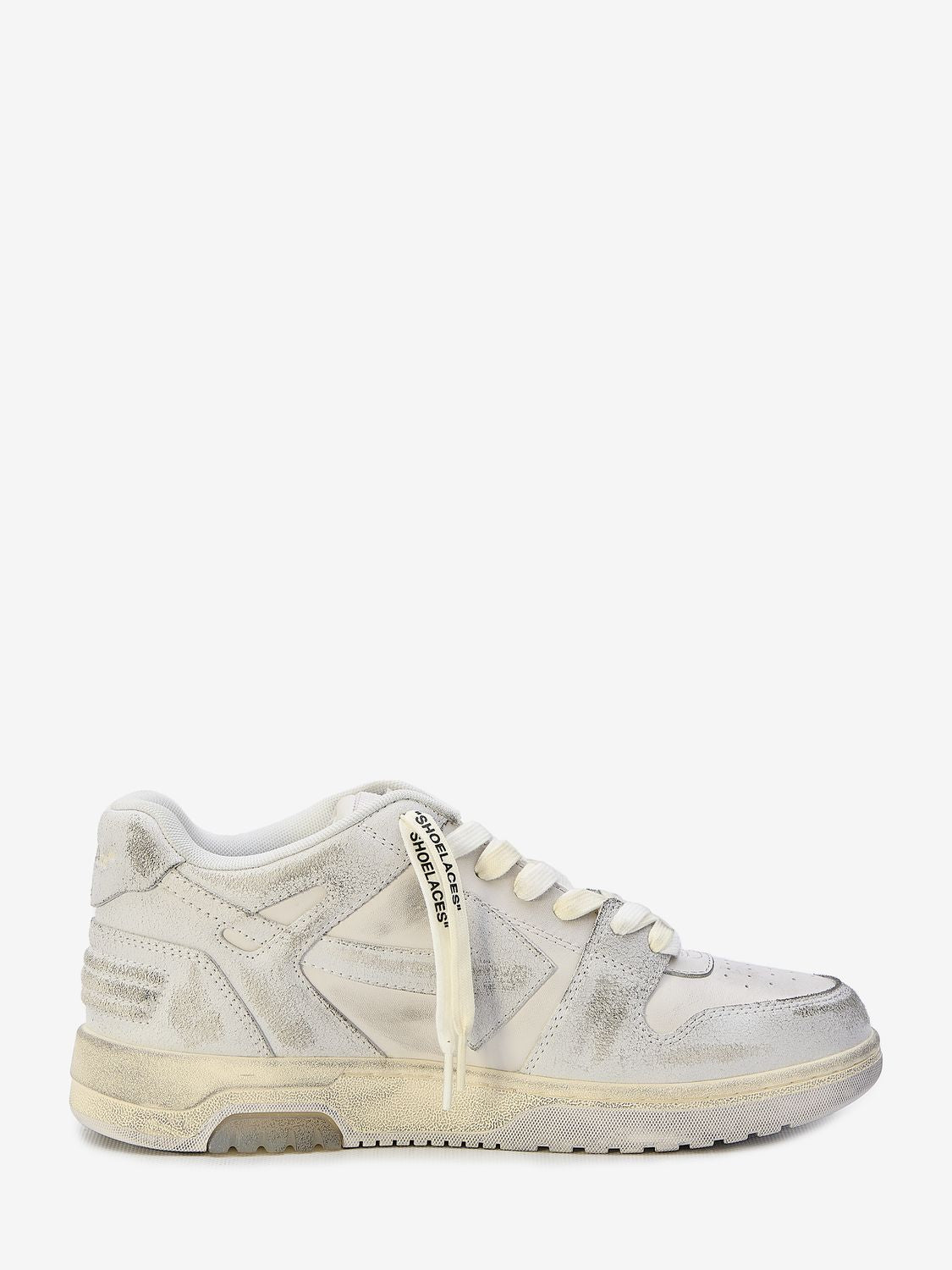 Shop Off-white Vintage Light Grey Leather Sneakers For Men In White