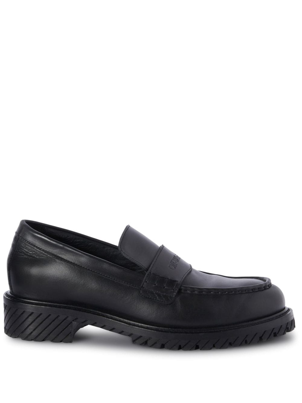 Shop Off-white Men's Black Leather Military Loafers For Ss24