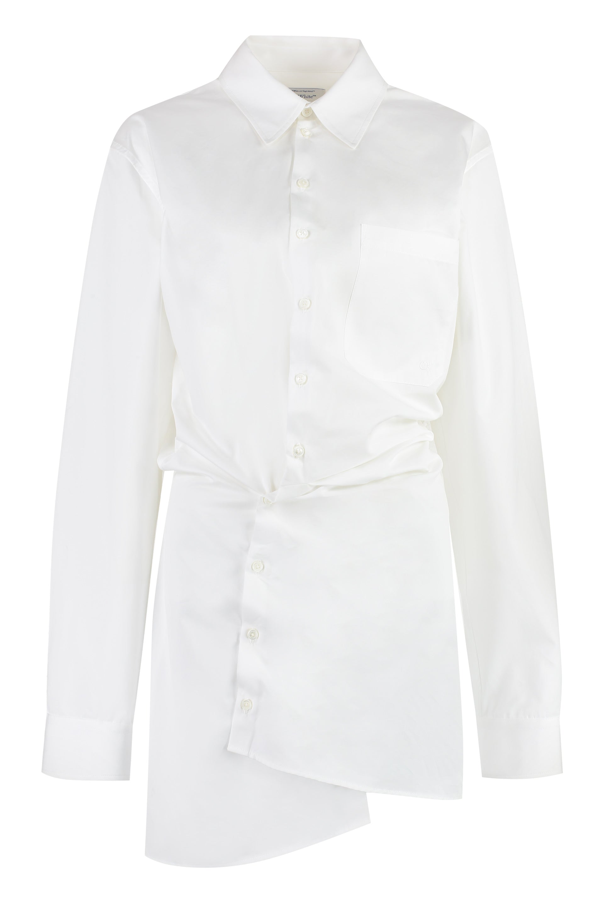 Shop Off-white Asymmetric White Cotton Shirt Dress