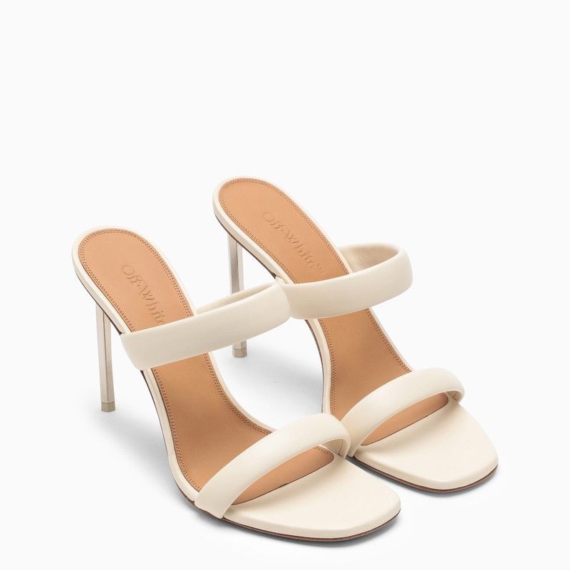 Shop Off-white High Strap Sandal In White Leather For Women