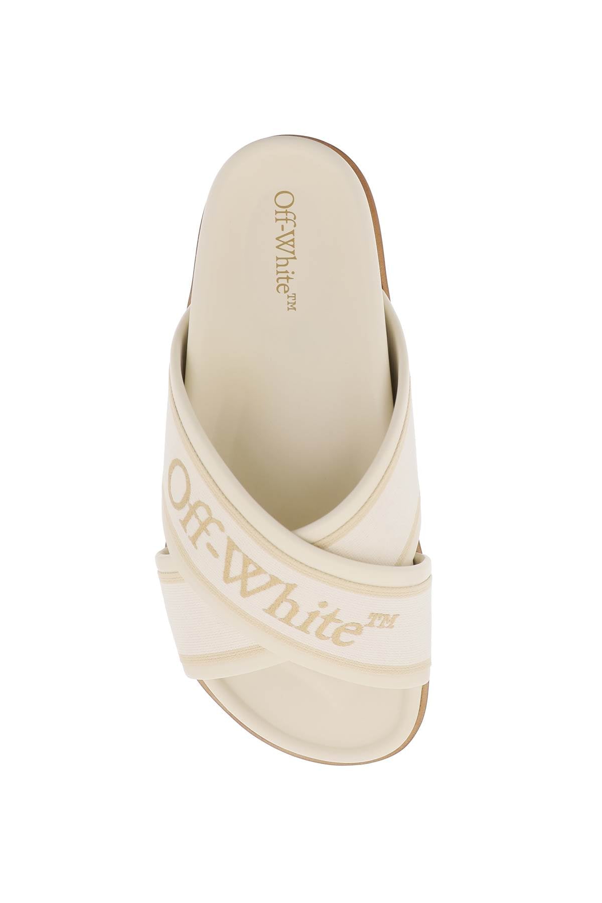 Shop Off-white Grey Embroidered Leather Sandals For Women From Ss24 Collection