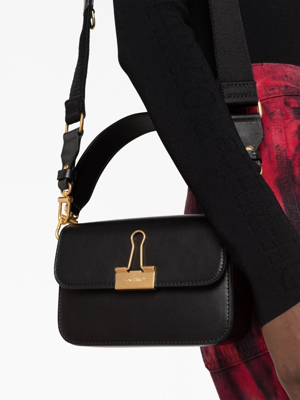Shop Off-white Black Calfskin Binder Shoulder Handbag