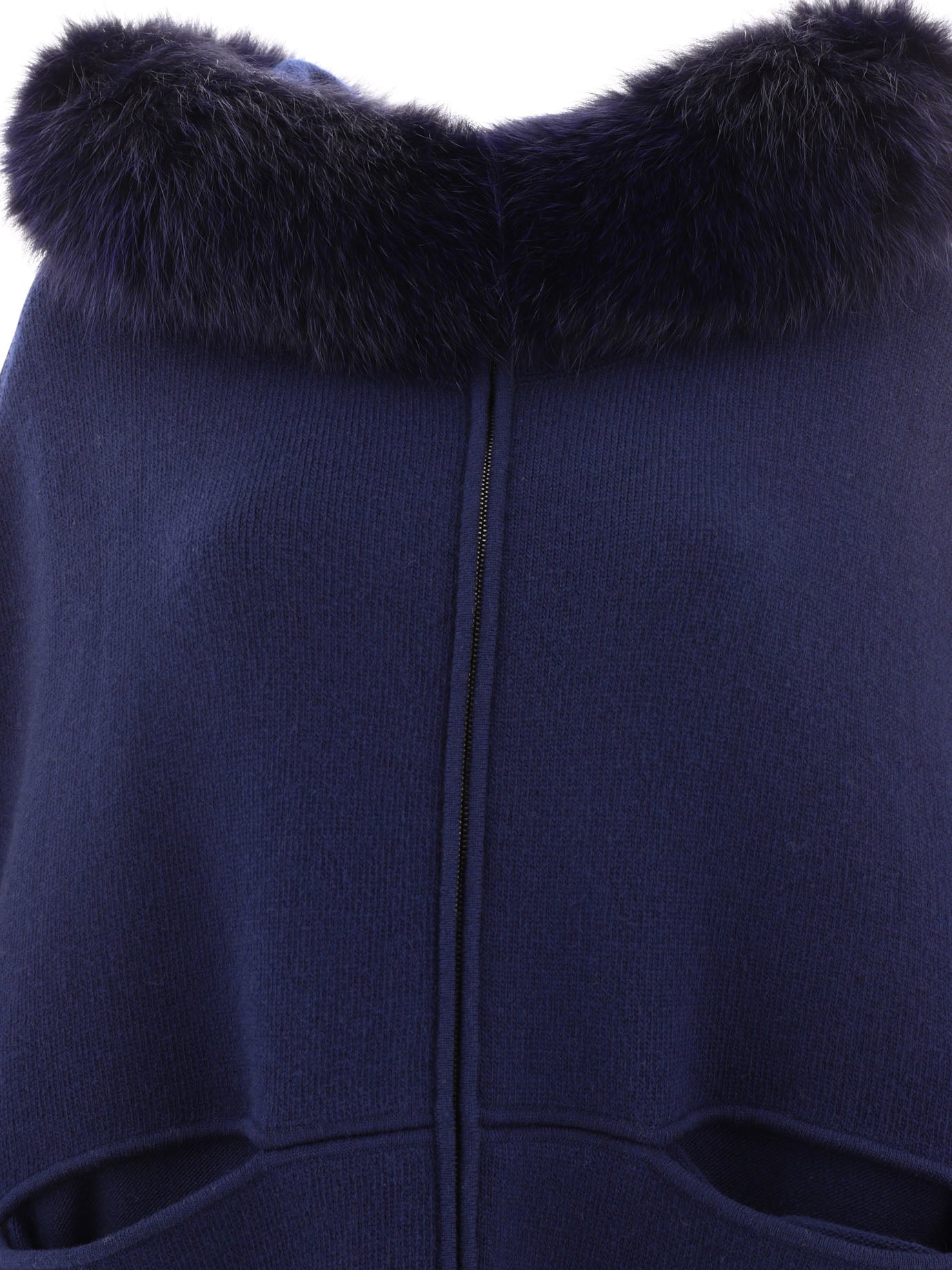 Shop Giovi Women's Blue Wool And Cashmere Cape For Fw23