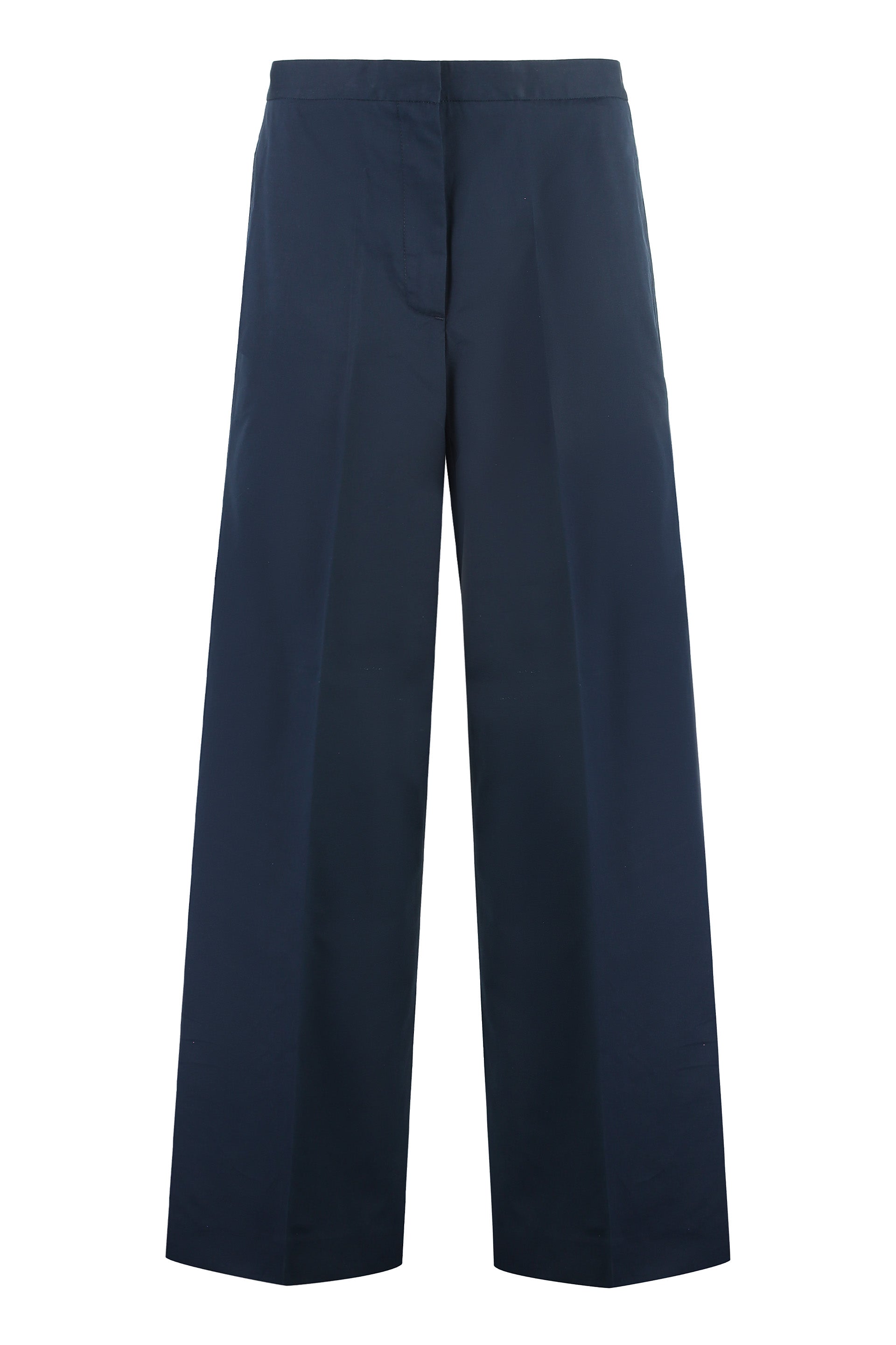 Shop Fabiana Filippi Navy High-waist Wide-leg Trousers For Women In Blue