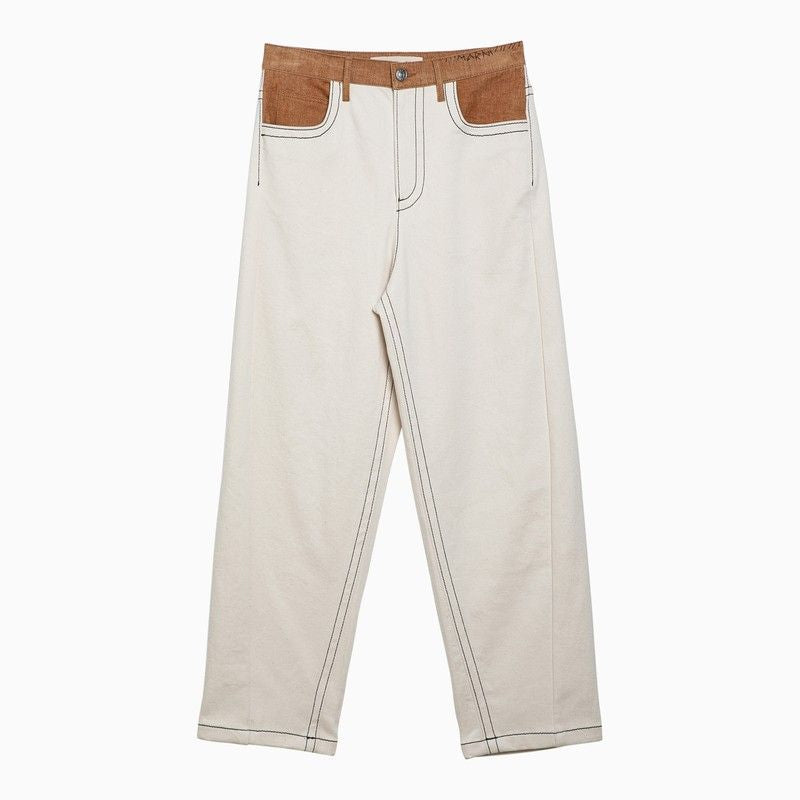 Shop Marni White And Beige Denim Jeans For Women