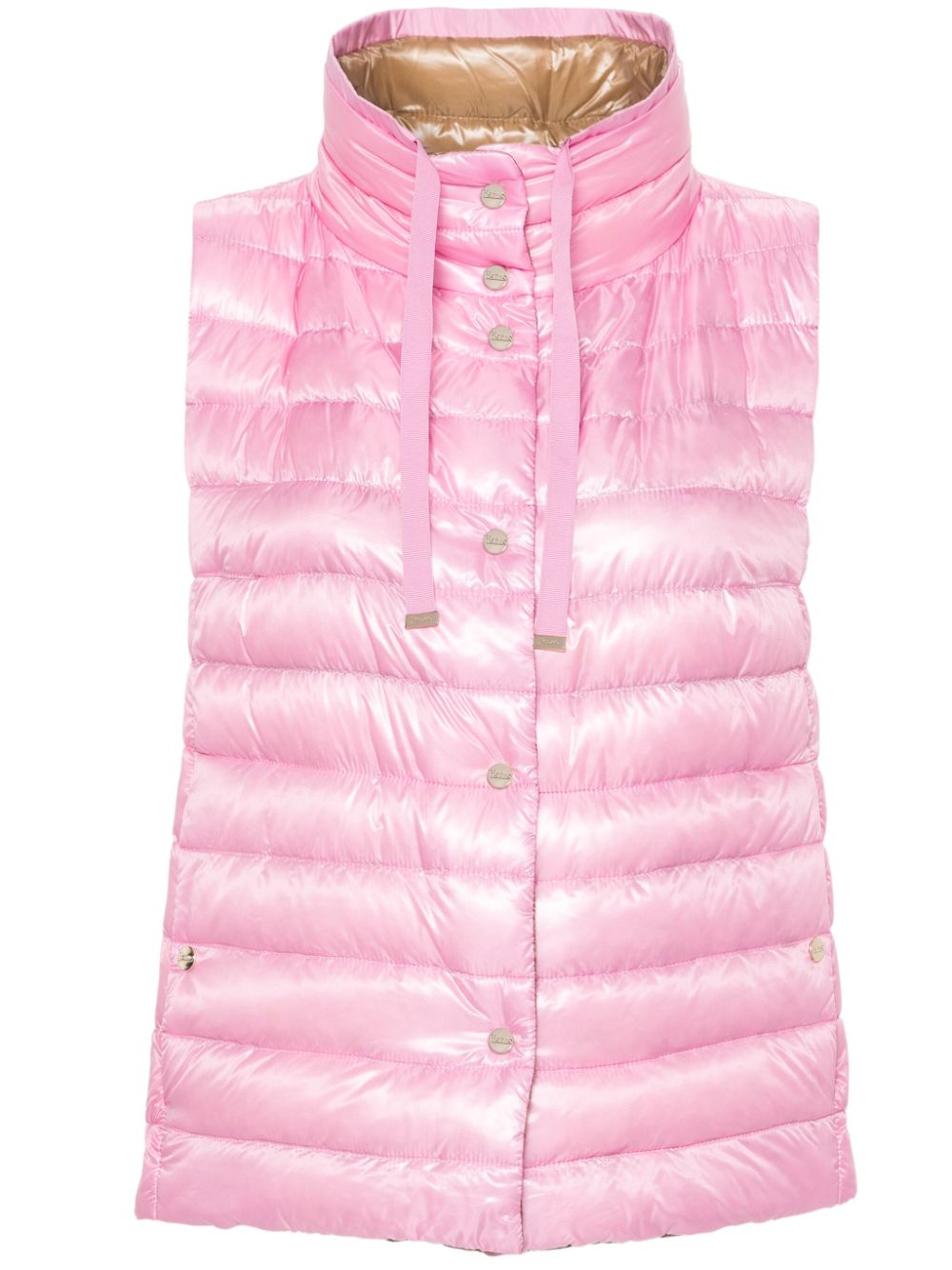 Herno Reversible Sport Vest For Women In Camel And Pink For Ss24