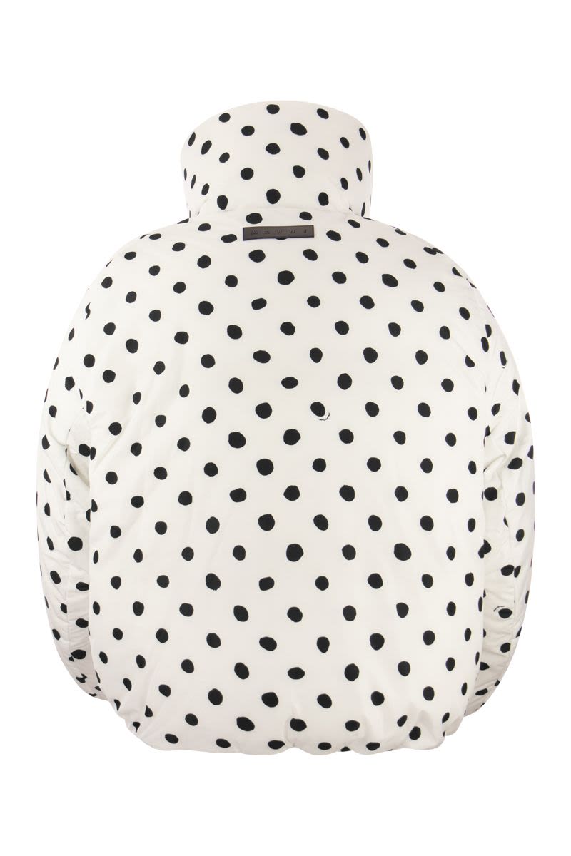 Shop Marni White Polka Dot Oversized Down Jacket For Women