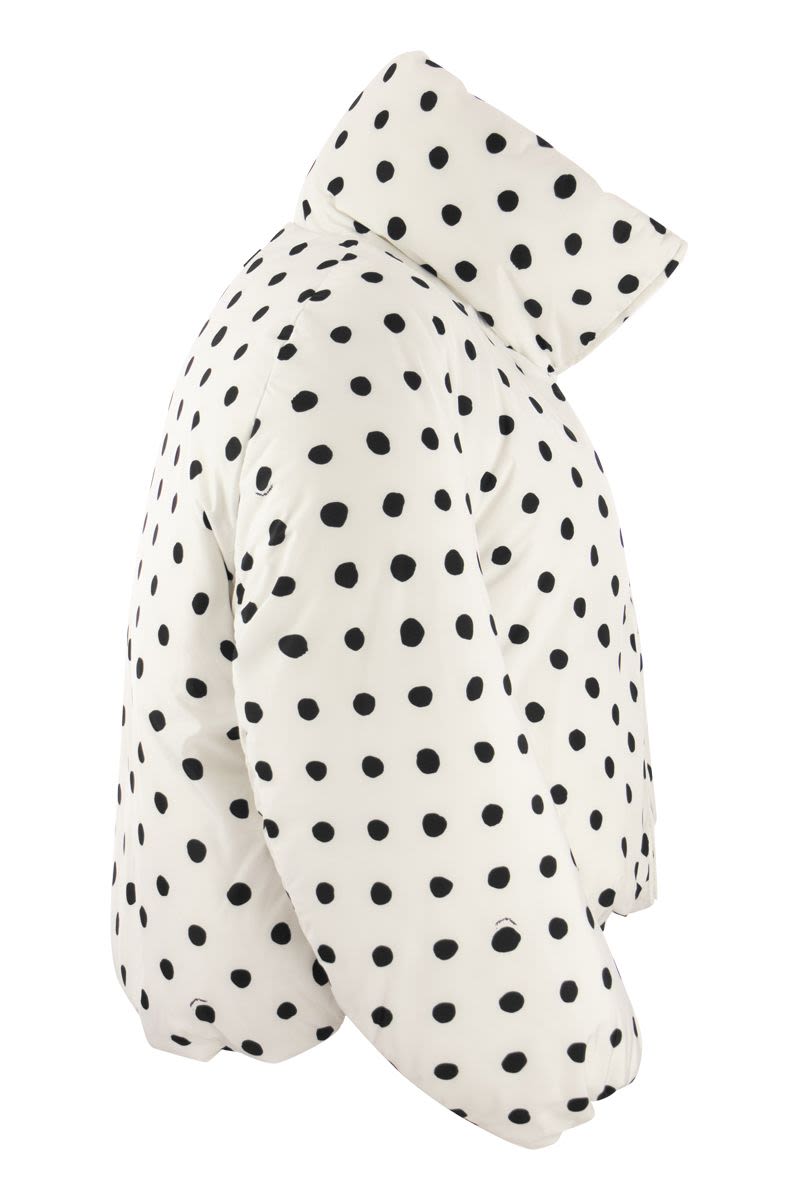 Shop Marni White Polka Dot Oversized Down Jacket For Women