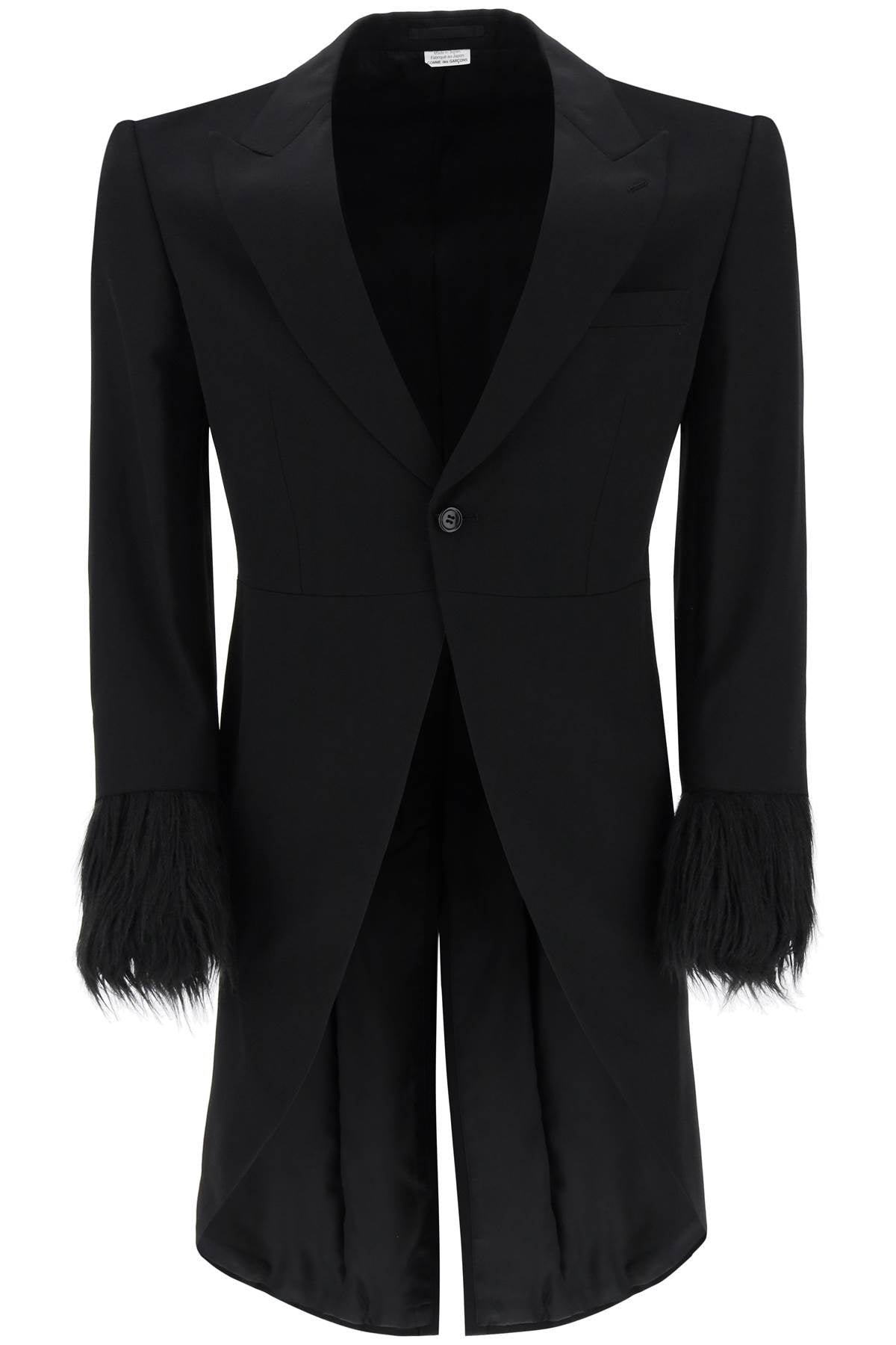 Shop Comme Des Garçons Homme Deux Men's Tailcoat With Eco-fur Inserts In Black