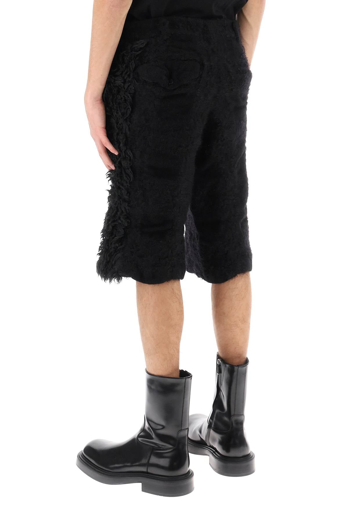 Shop Comme Des Garçons Homme Deux Luxury Wool Knit Fur-effect Shorts For Men In Black