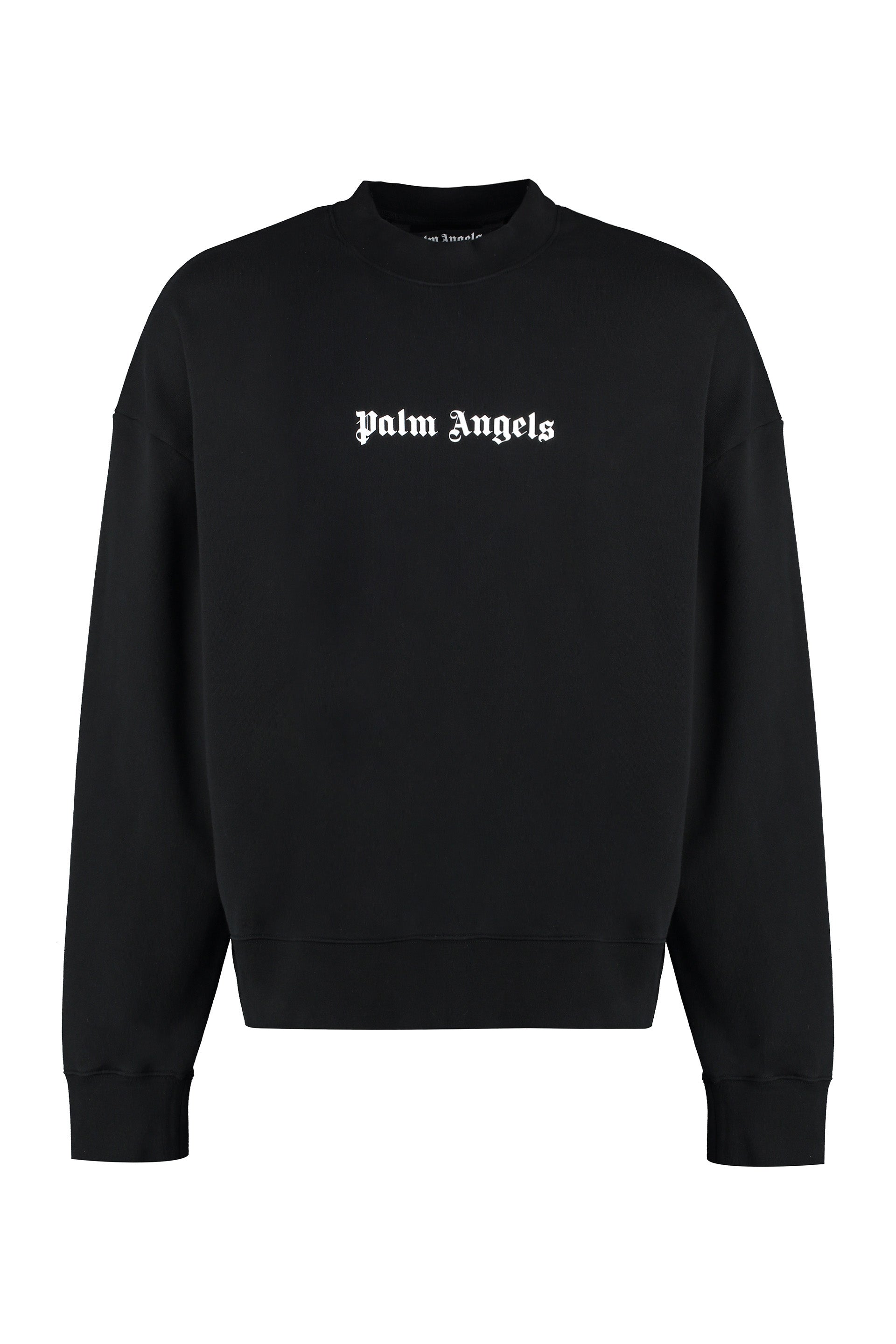 Shop Palm Angels Men's Ribbed Cotton Sweatshirt In Black | Carryover 2024