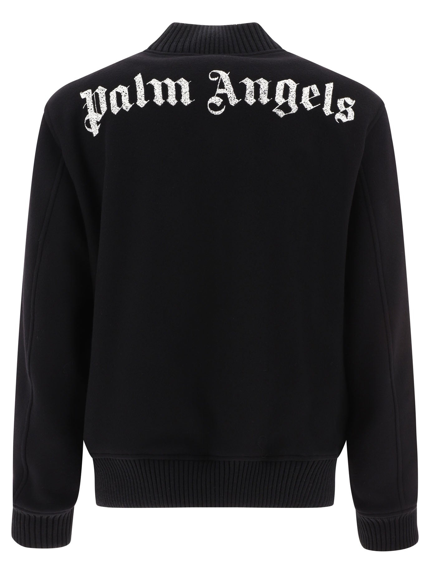 Shop Palm Angels 'varsity Monogram' Bomber Jacket For Men In Black
