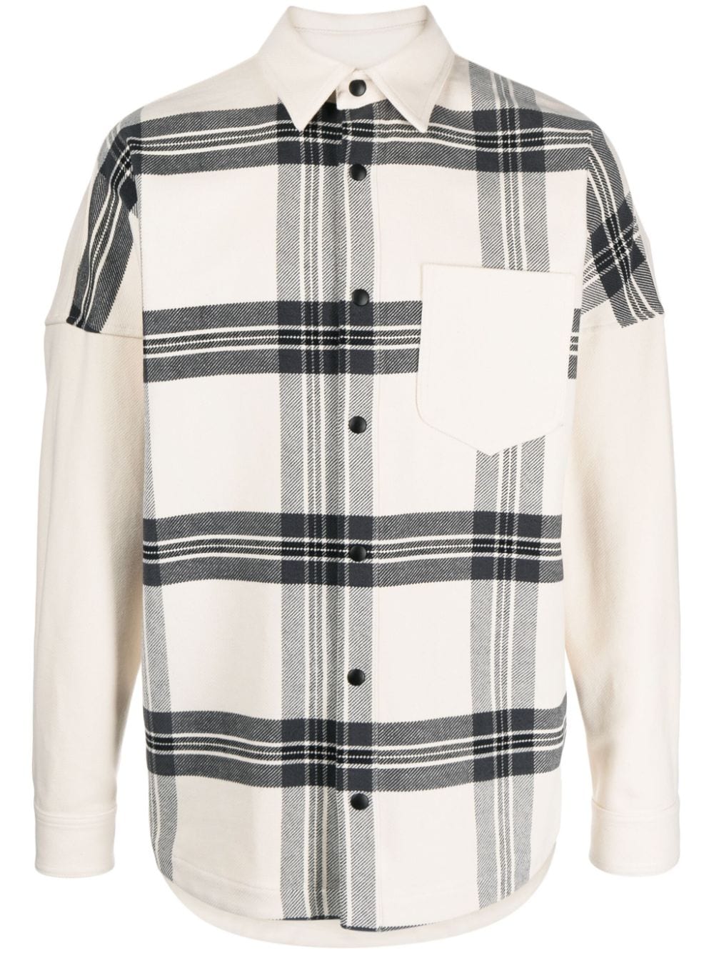 Shop Palm Angels Plaid Overshirt With Embroidered Logo In White