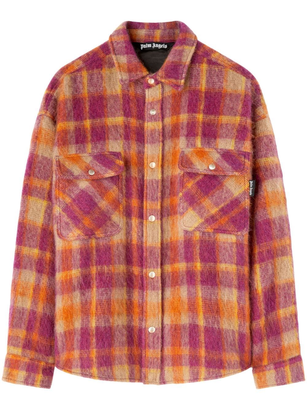 Palm Angels Maroon Plaid-print Men's Wool Shirt Jacket For Fw23 In Bordeaux