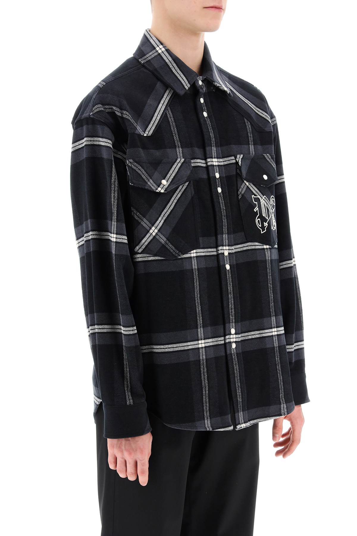 Shop Palm Angels Checked Flannel Overshirt In Mixed Colors For Men In Multicolor