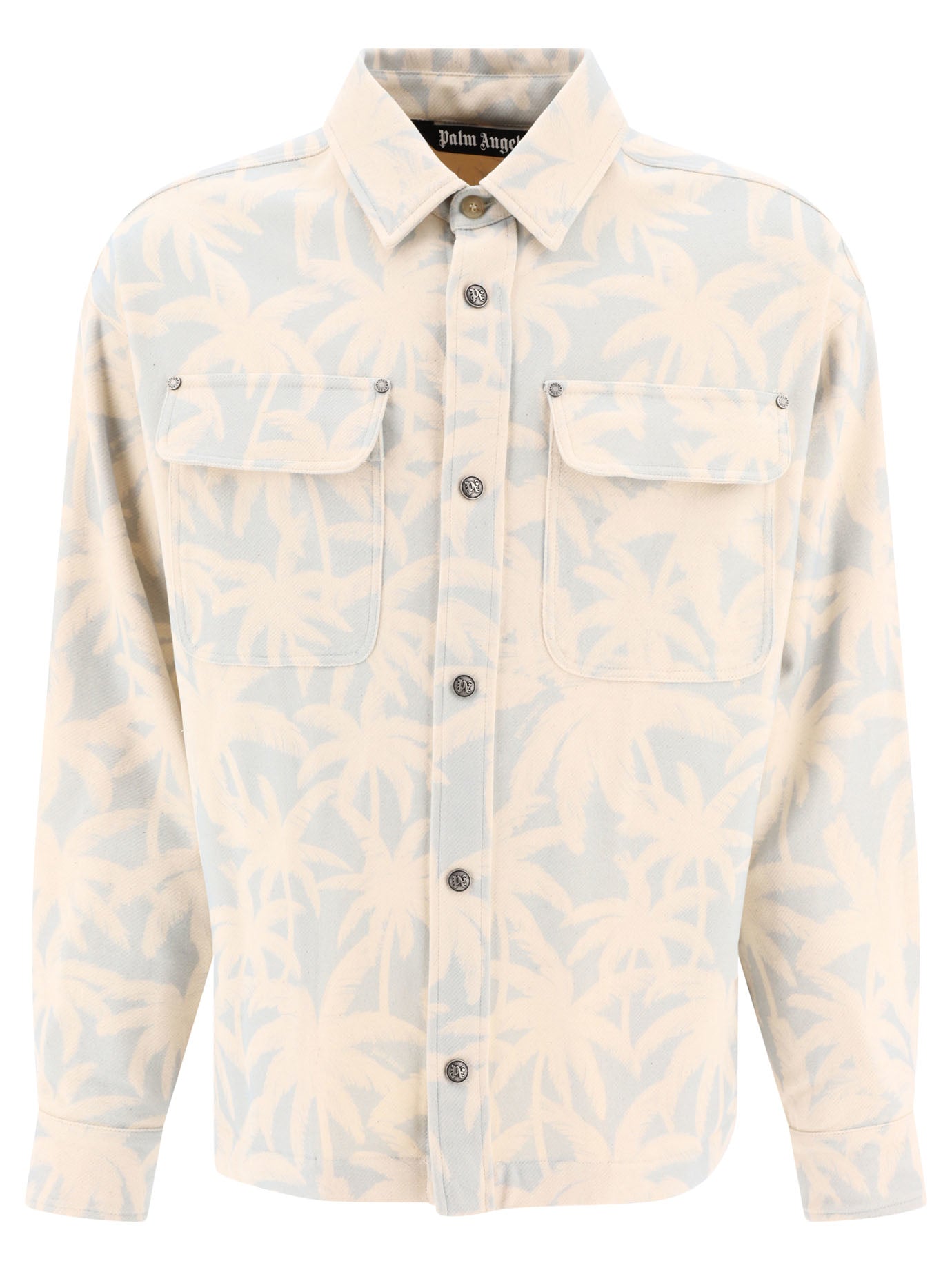 Shop Palm Angels Men's Beige Overshirt Jacket For Ss24 In Tan