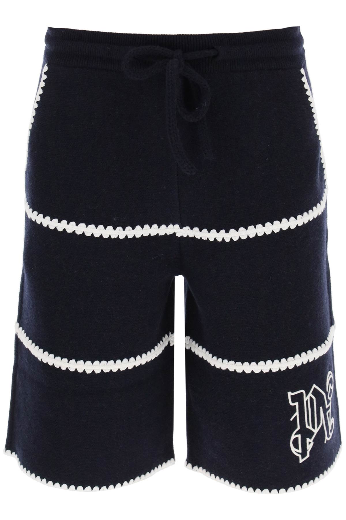 Palm Angels Contrasting Trim Wool Knit Shorts For Men In Multicolor