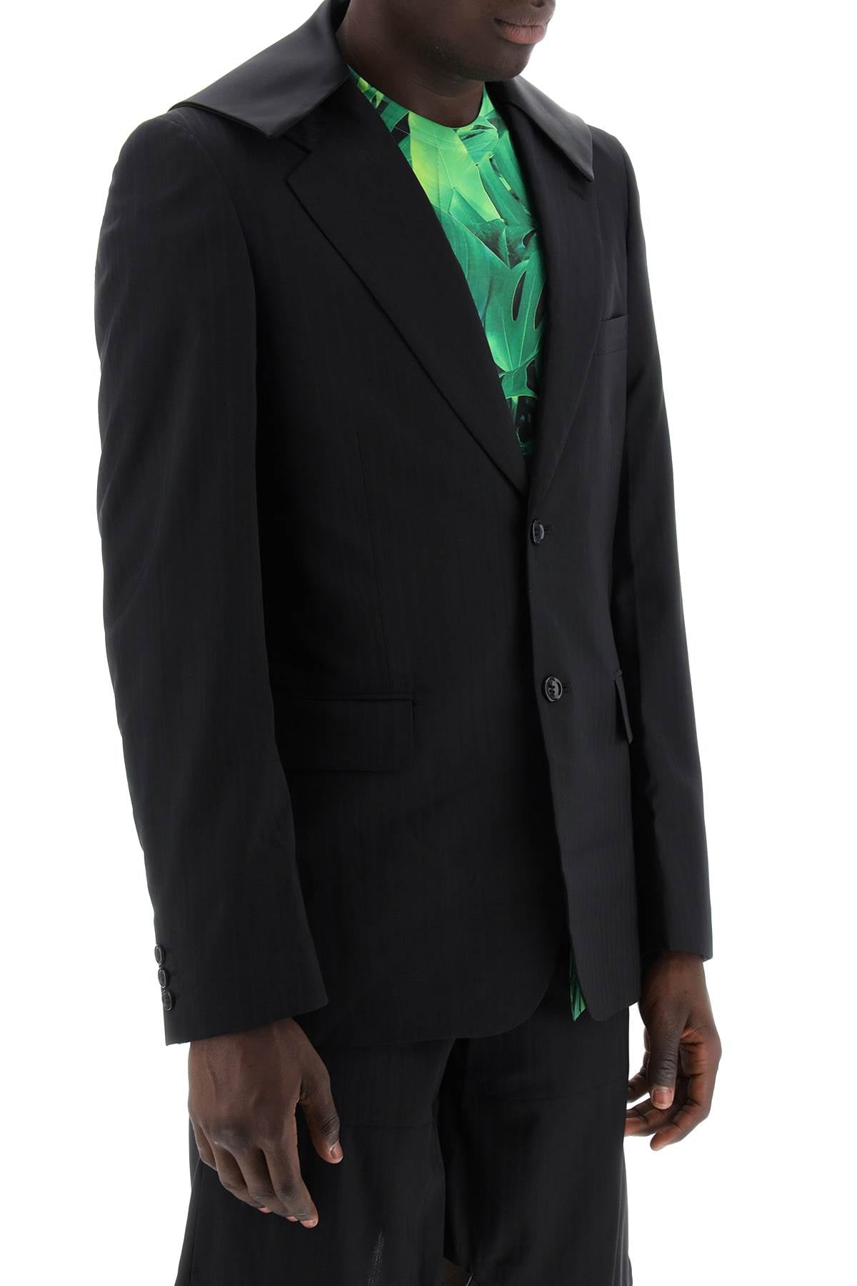 Shop Comme Des Garçons Homme Deux Tailored Black Blazer With Satin Collar For Men
