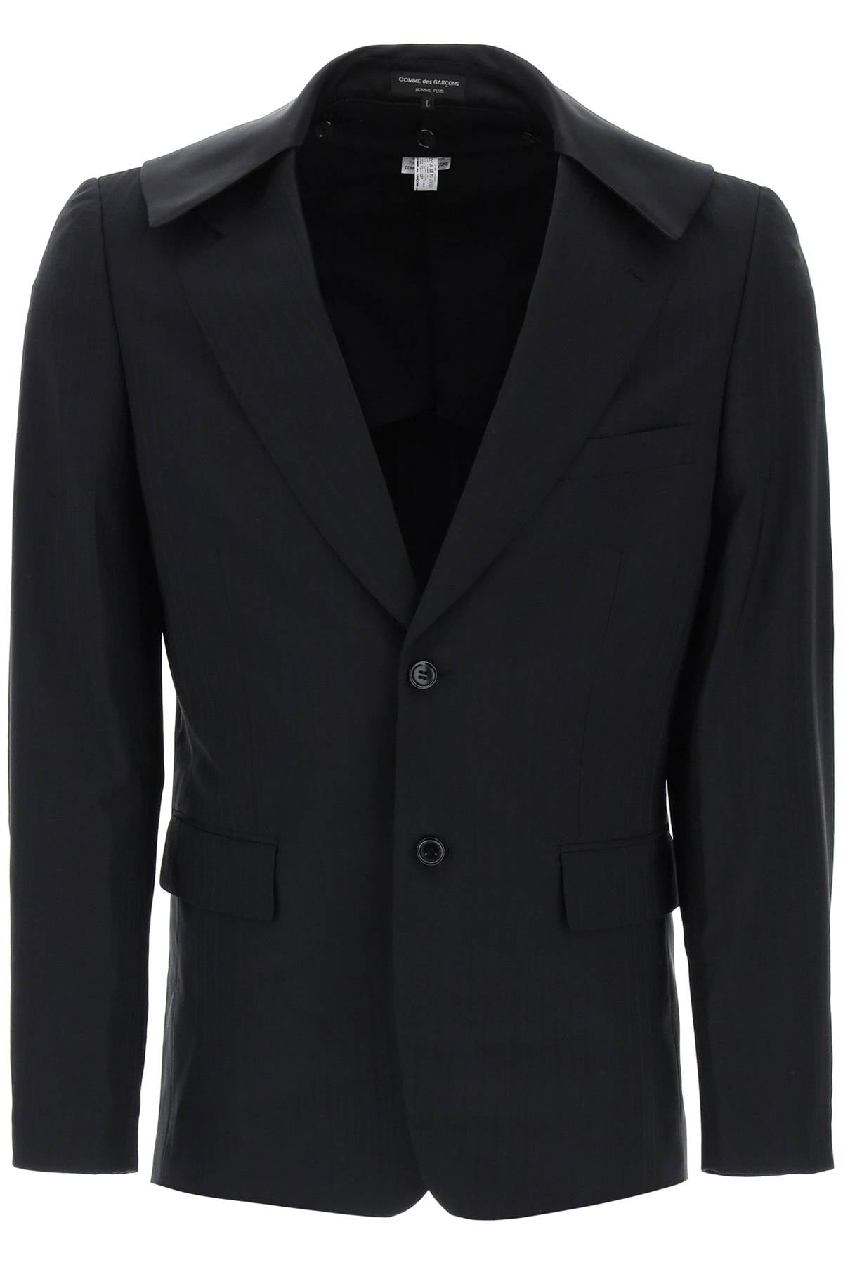 Shop Comme Des Garçons Homme Deux Tailored Black Blazer With Satin Collar For Men