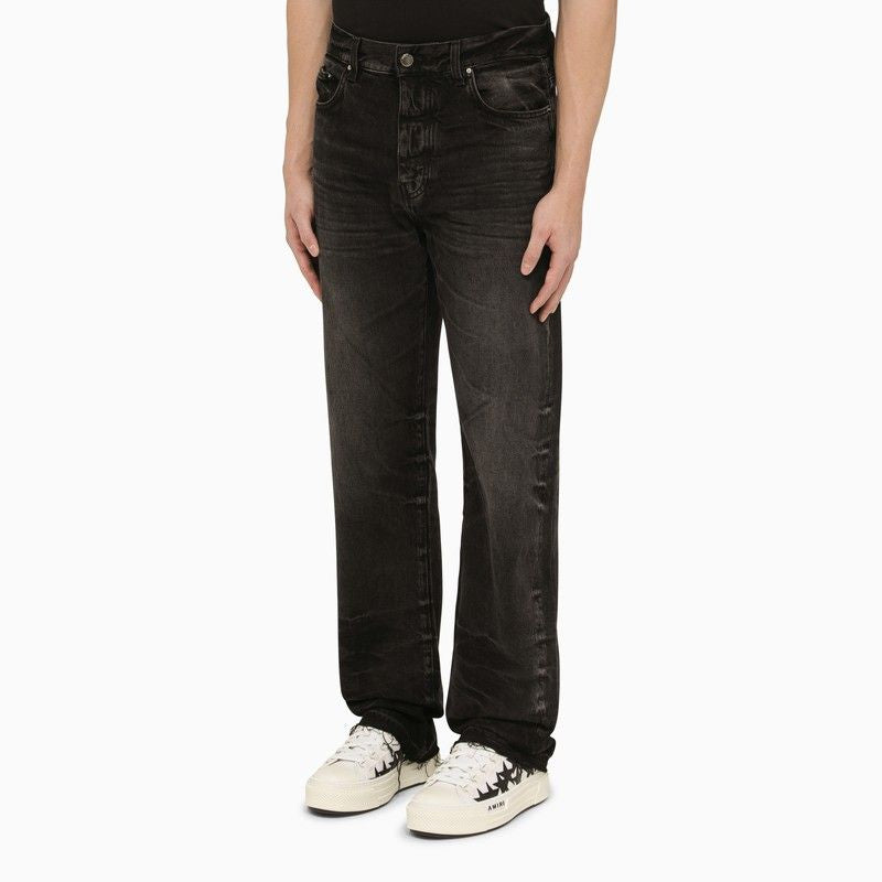 Shop Amiri Men's Black Washed Cotton Denim Jeans