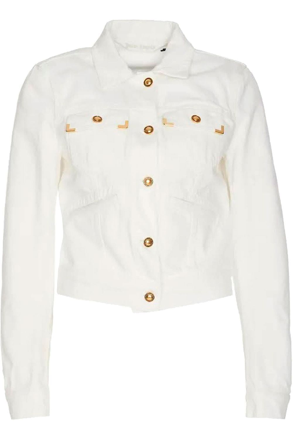 Shop Palm Angels Short Denim Jacket For Women In White