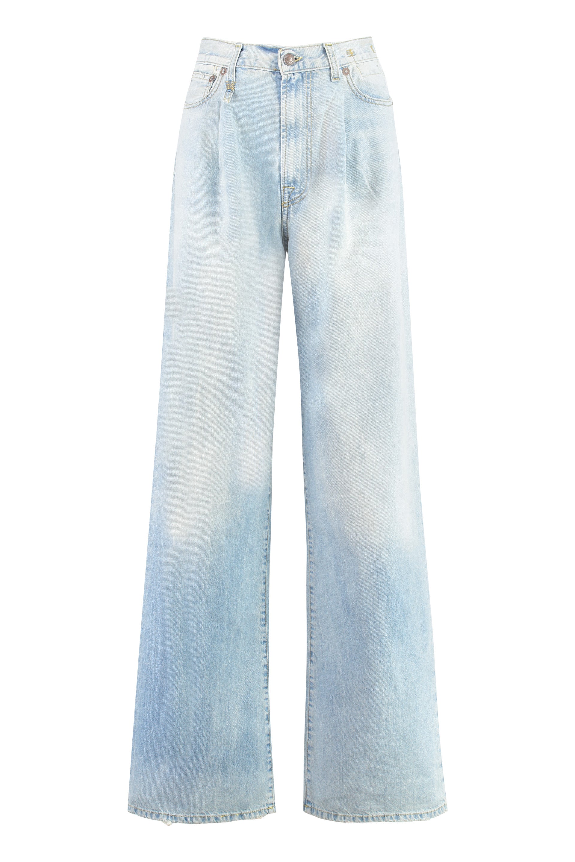 R13 Copper Metal Wide-leg Jeans For Women In Denim