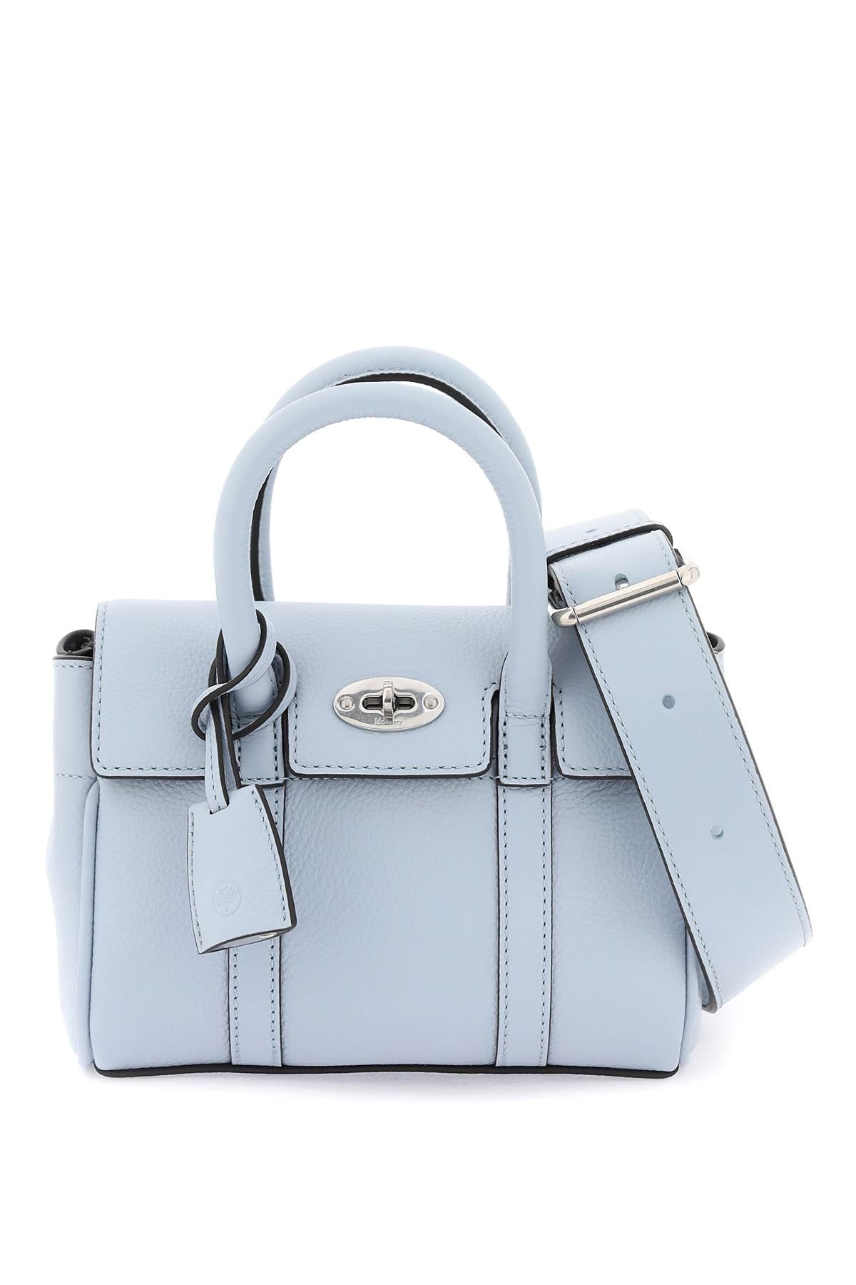 Shop Mulberry Light Blue Leather Bayswater Mini Handbag For Women