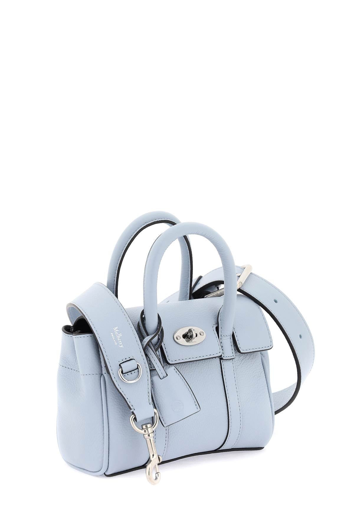 Shop Mulberry Light Blue Leather Bayswater Mini Handbag For Women