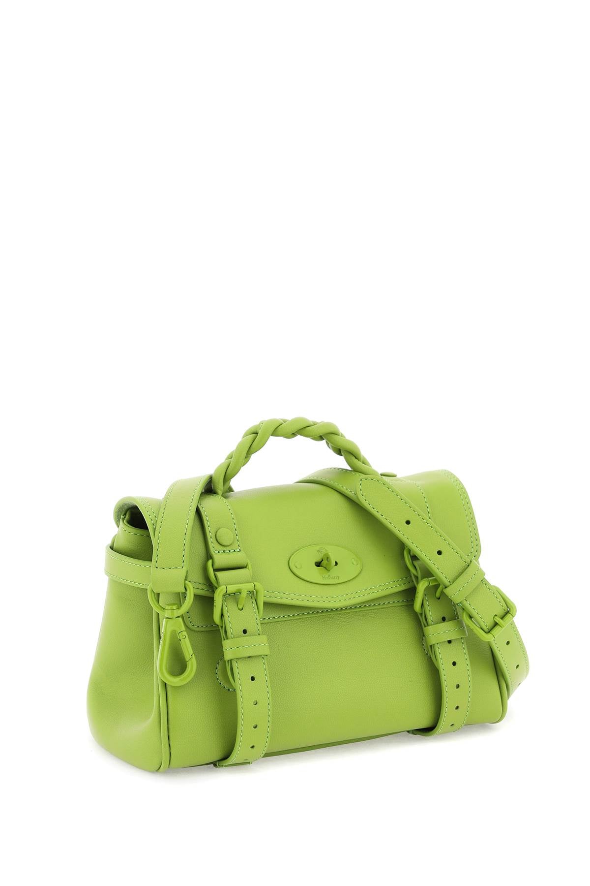 Shop Mulberry Green Leather Mini Handbag With Iconic Postman's Lock Closure